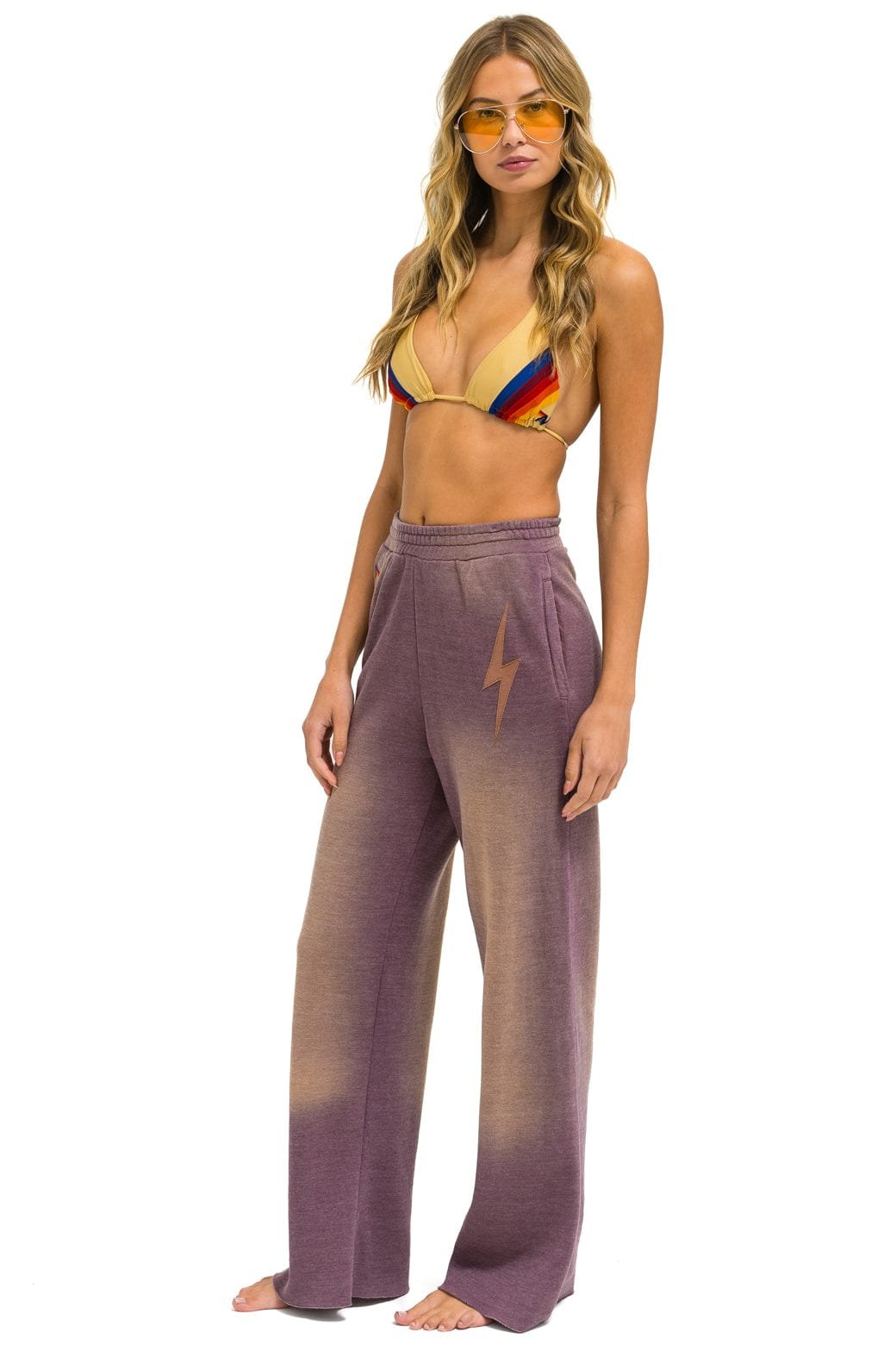 Alternative view of BOLT STITCH WIDE LEG POCKET SWEATPANTS - FADED MOCHA