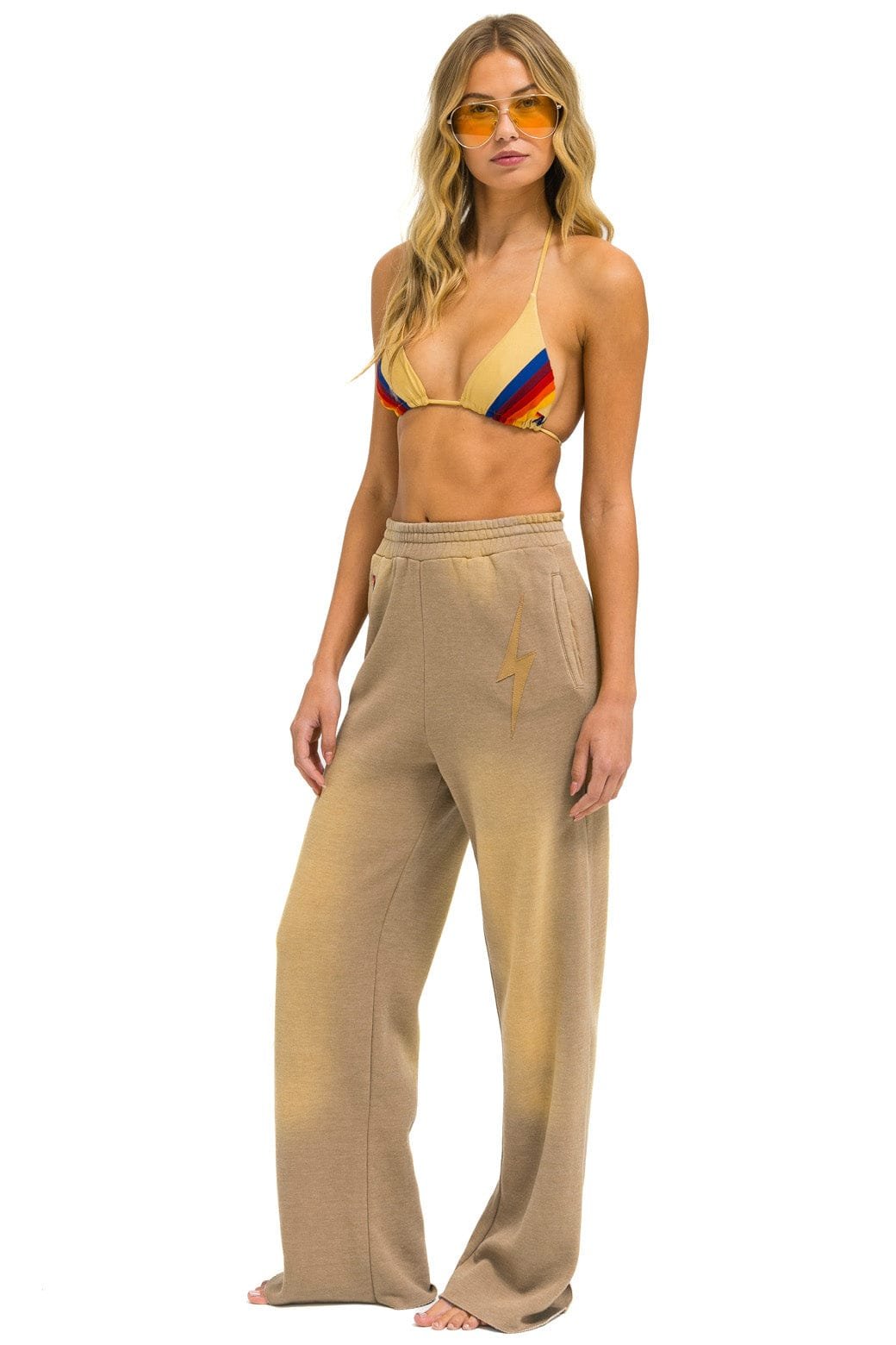 Alternative view of BOLT STITCH WIDE LEG POCKET SWEATPANTS - FADED TAN