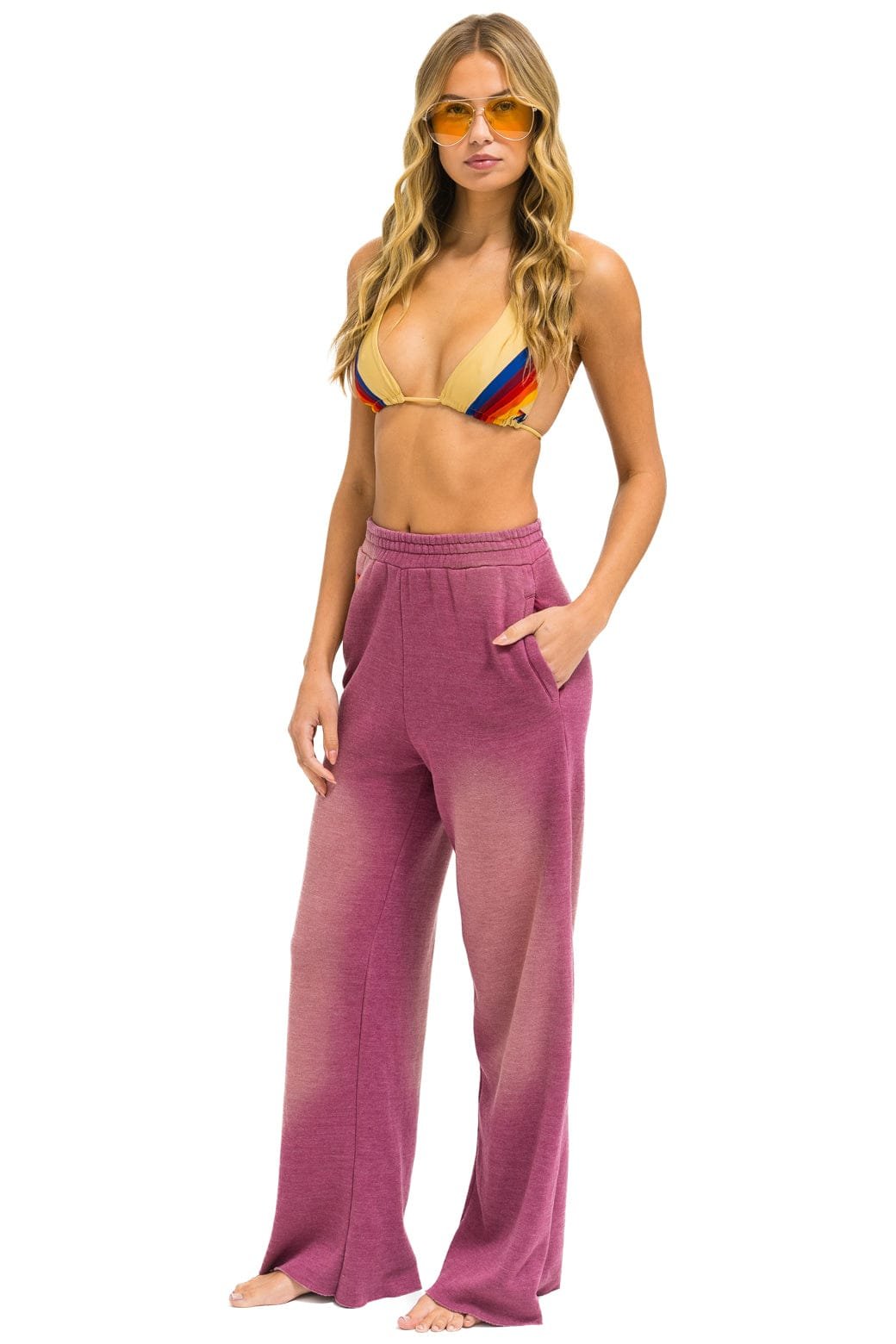 Alternative view of ESSENTIAL WIDE LEG POCKET SWEATPANTS - FADED BERRY