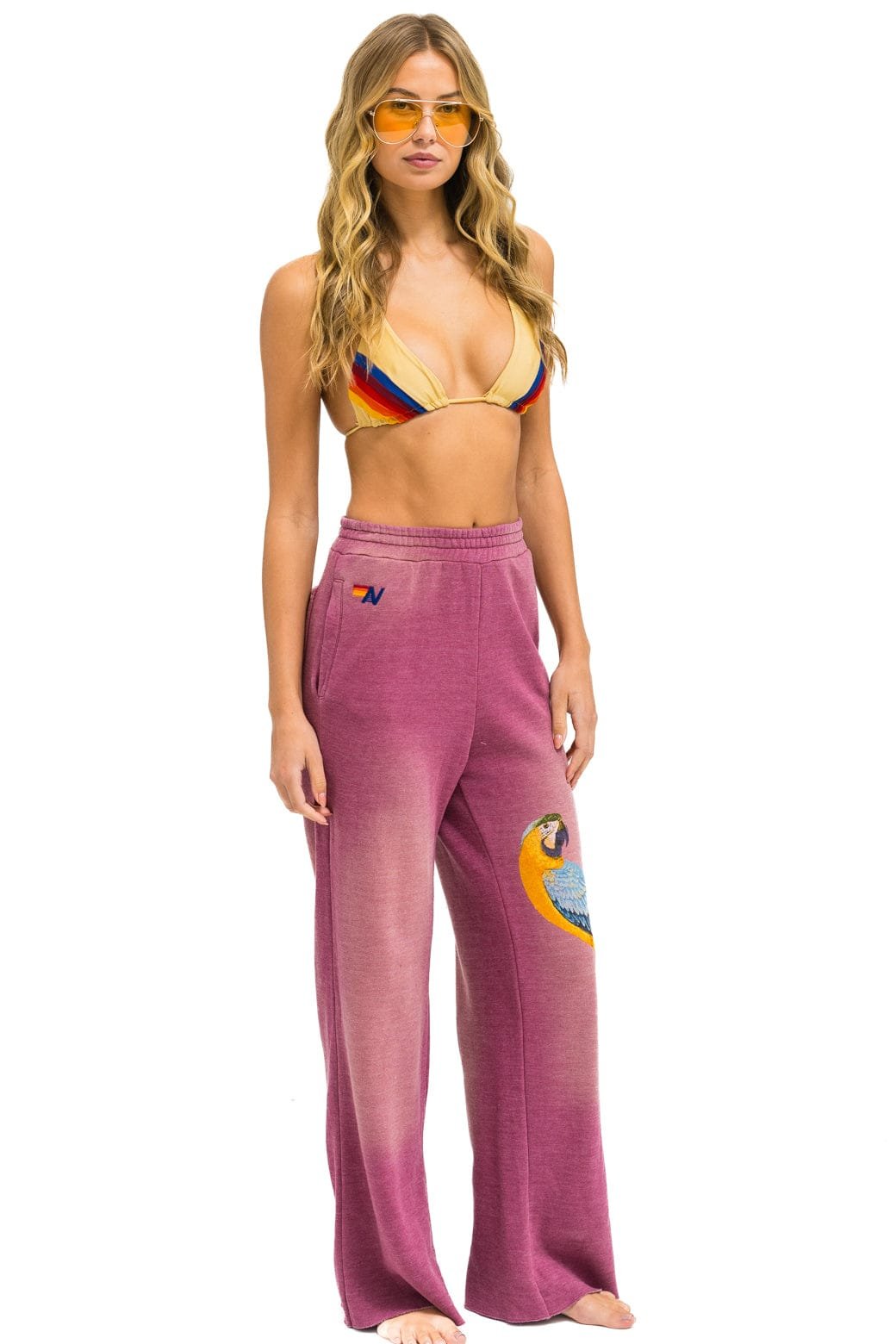 Alternative view of PARROT WIDE LEG POCKET SWEATPANTS - FADED BERRY