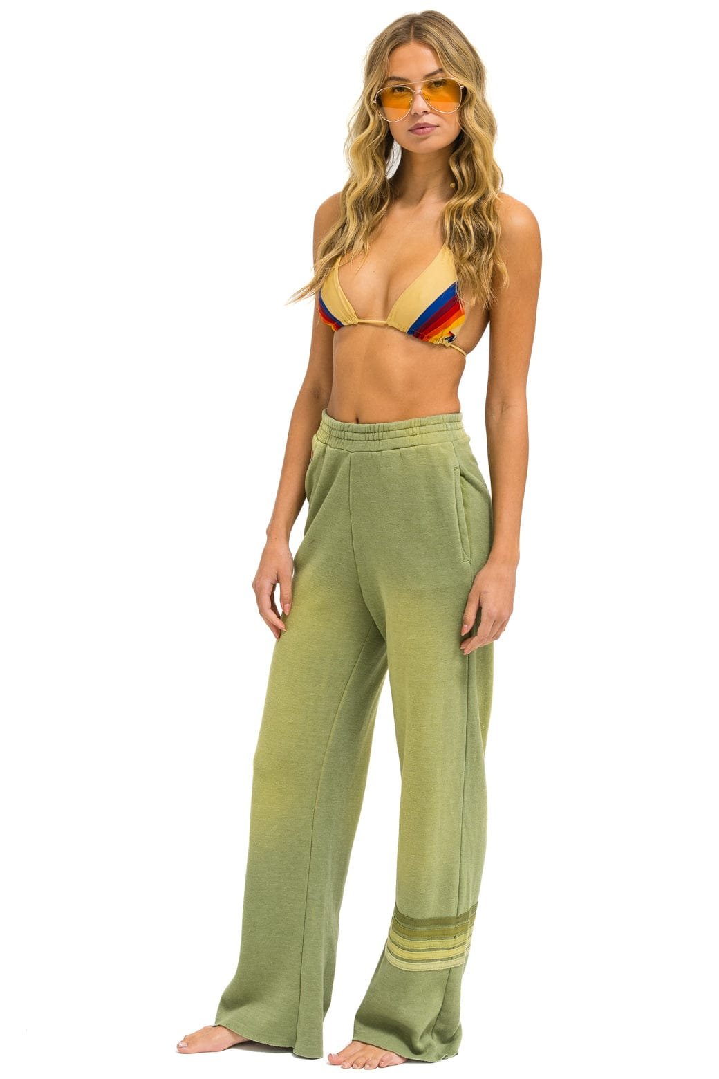 Alternative view of RUGBY STITCH WIDE LEG POCKET SWEATPANTS - FADED ARMY