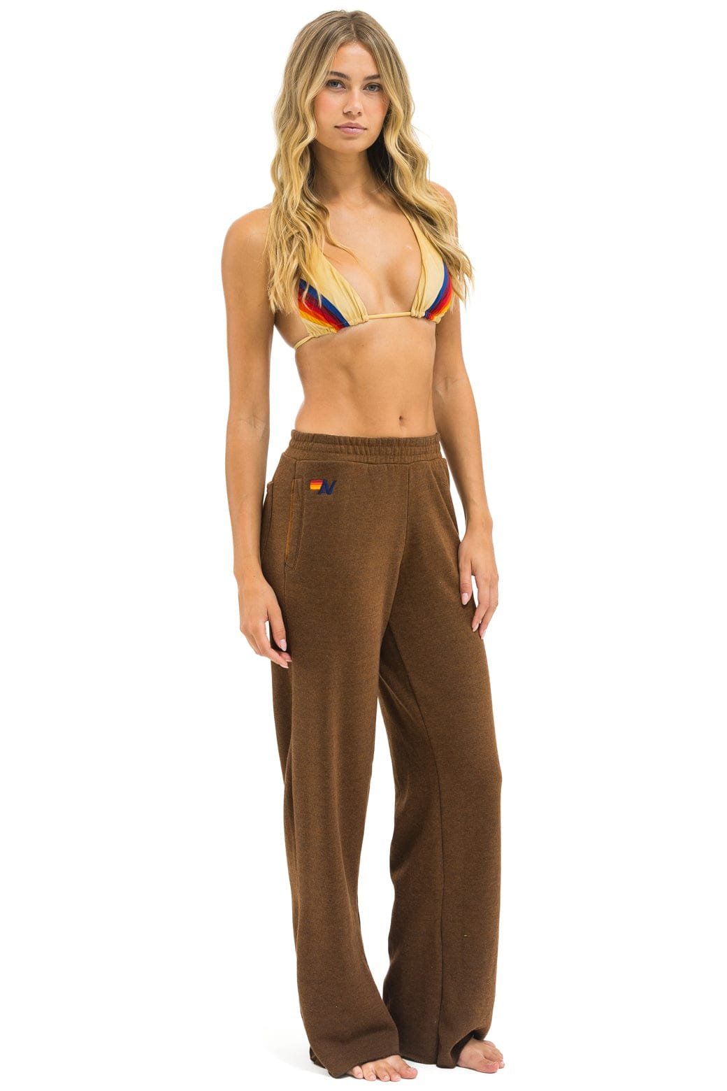 Alternative view of 5 STRIPE WIDE LEG POCKET SWEATPANTS - CHOCOLATE // ESPRESSO