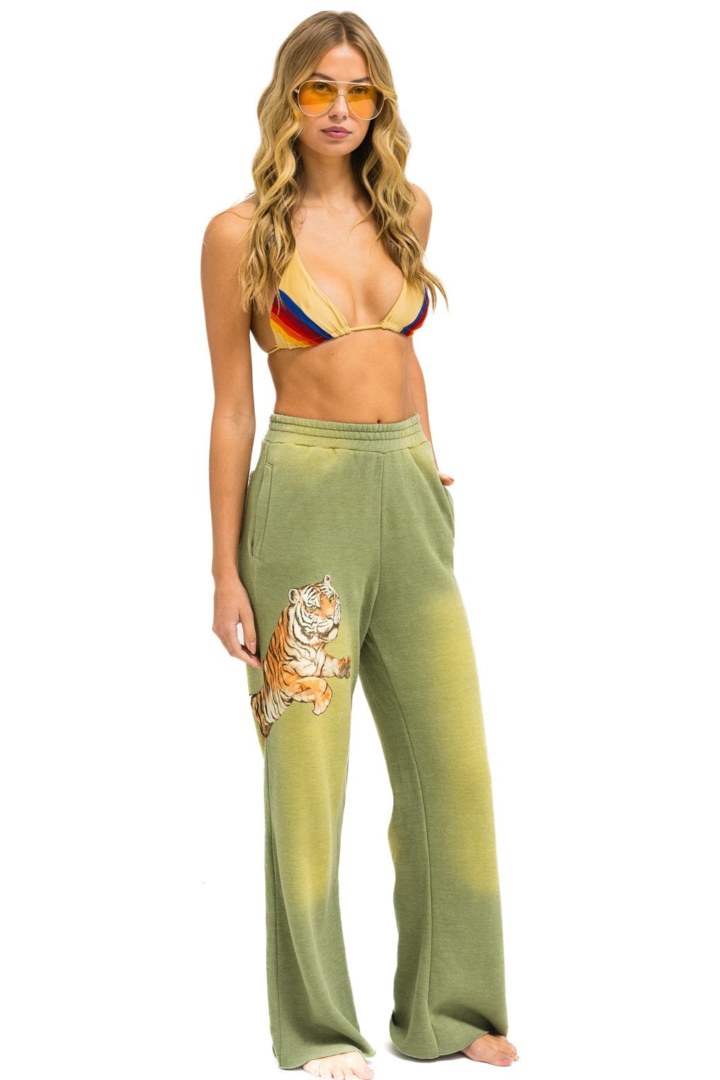 Alternative view of TIGER WIDE LEG POCKET SWEATPANTS - FADED ARMY