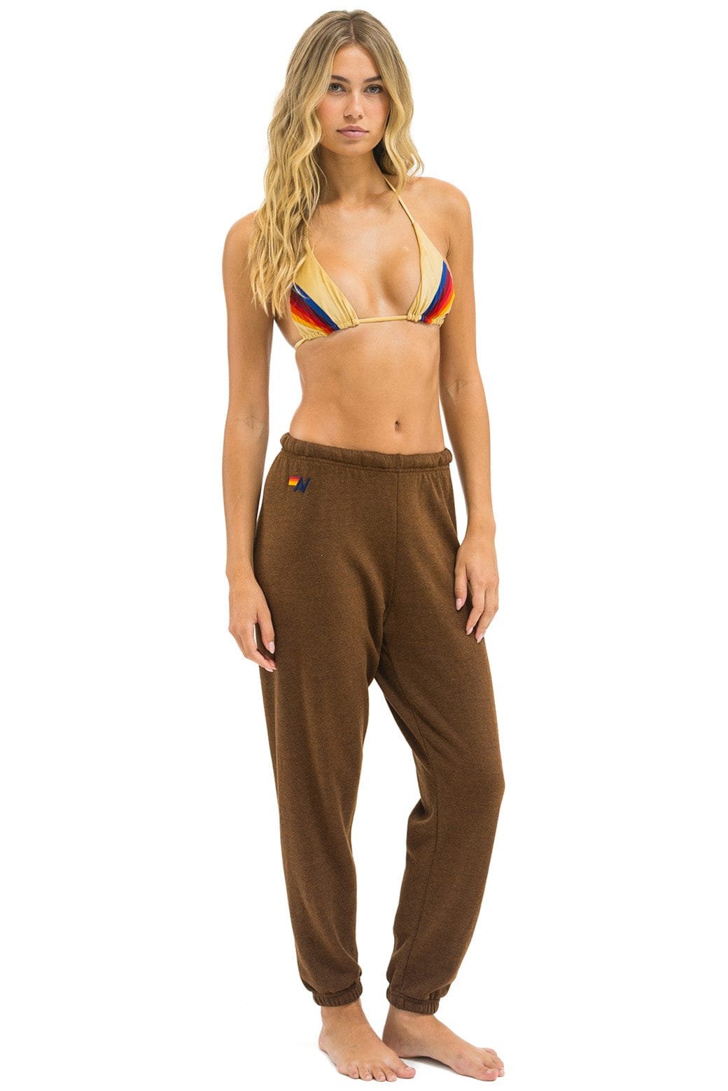 5 STRIPE SWEATPANTS - CHOCOLATE // RAINBOW WHITE - 图片 4