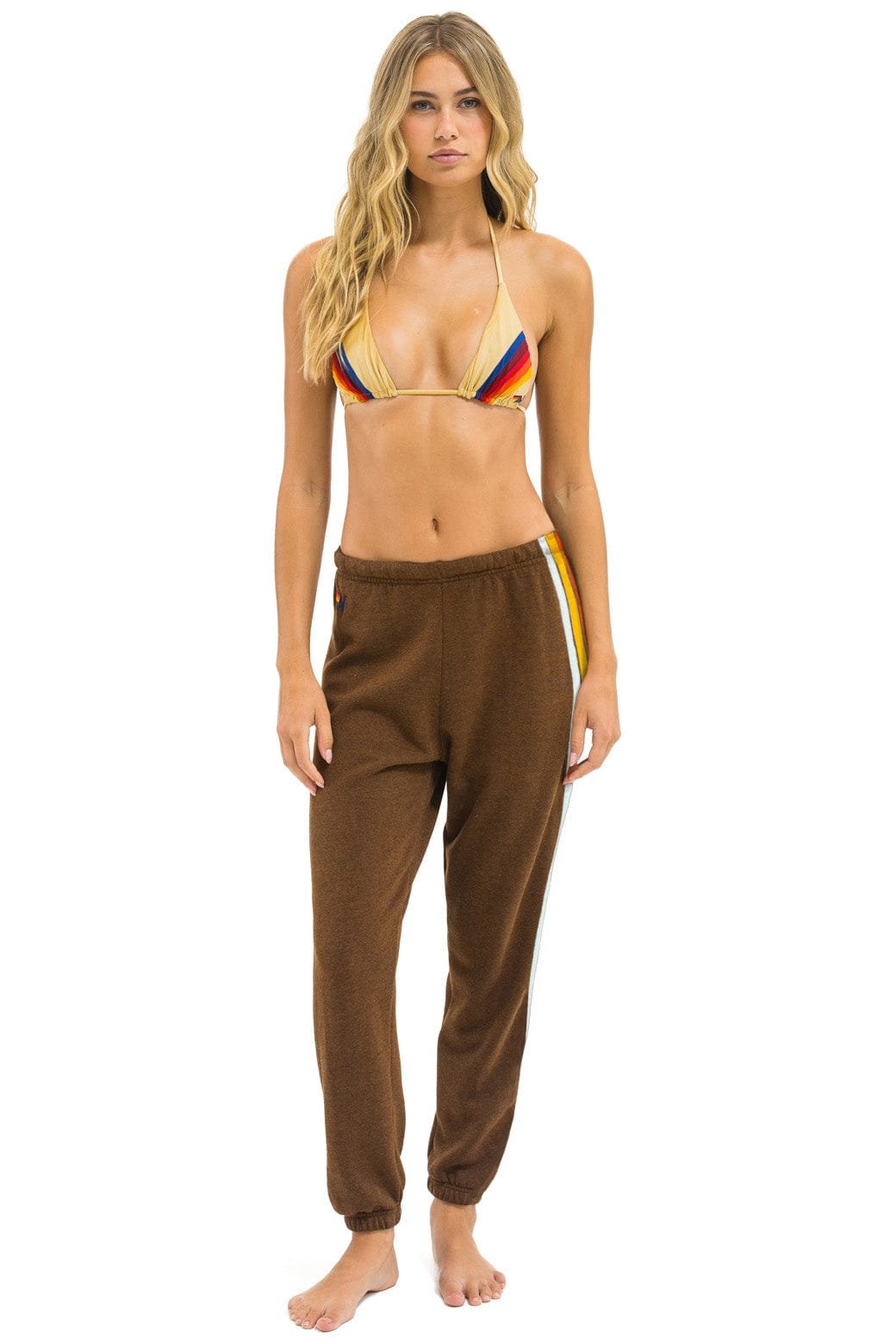 Alternative view of 5 STRIPE SWEATPANTS - CHOCOLATE // RAINBOW WHITE