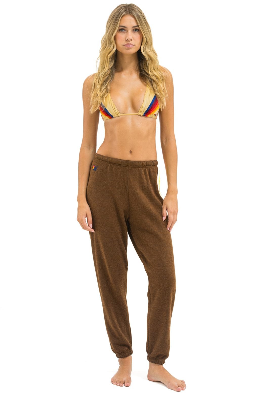 Alternative view of 5 STRIPE SWEATPANTS - CHOCOLATE // WHITE NEON