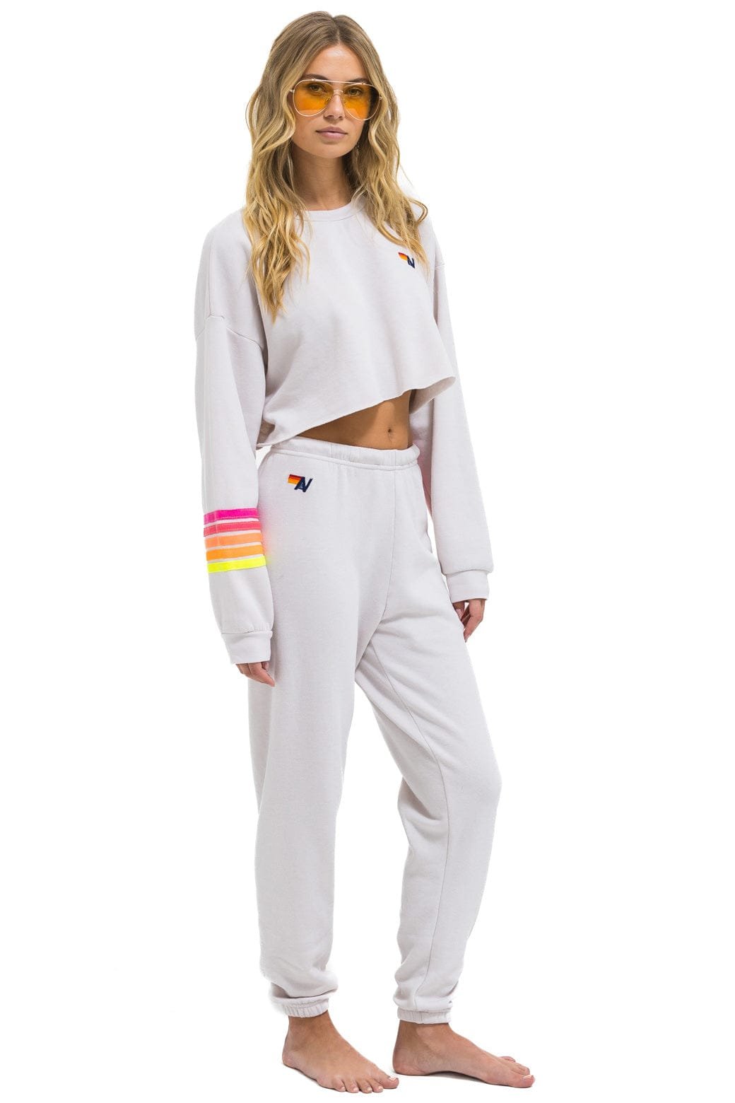 5 STRIPE SWEATPANTS - DOVE // NEON - 图片 7