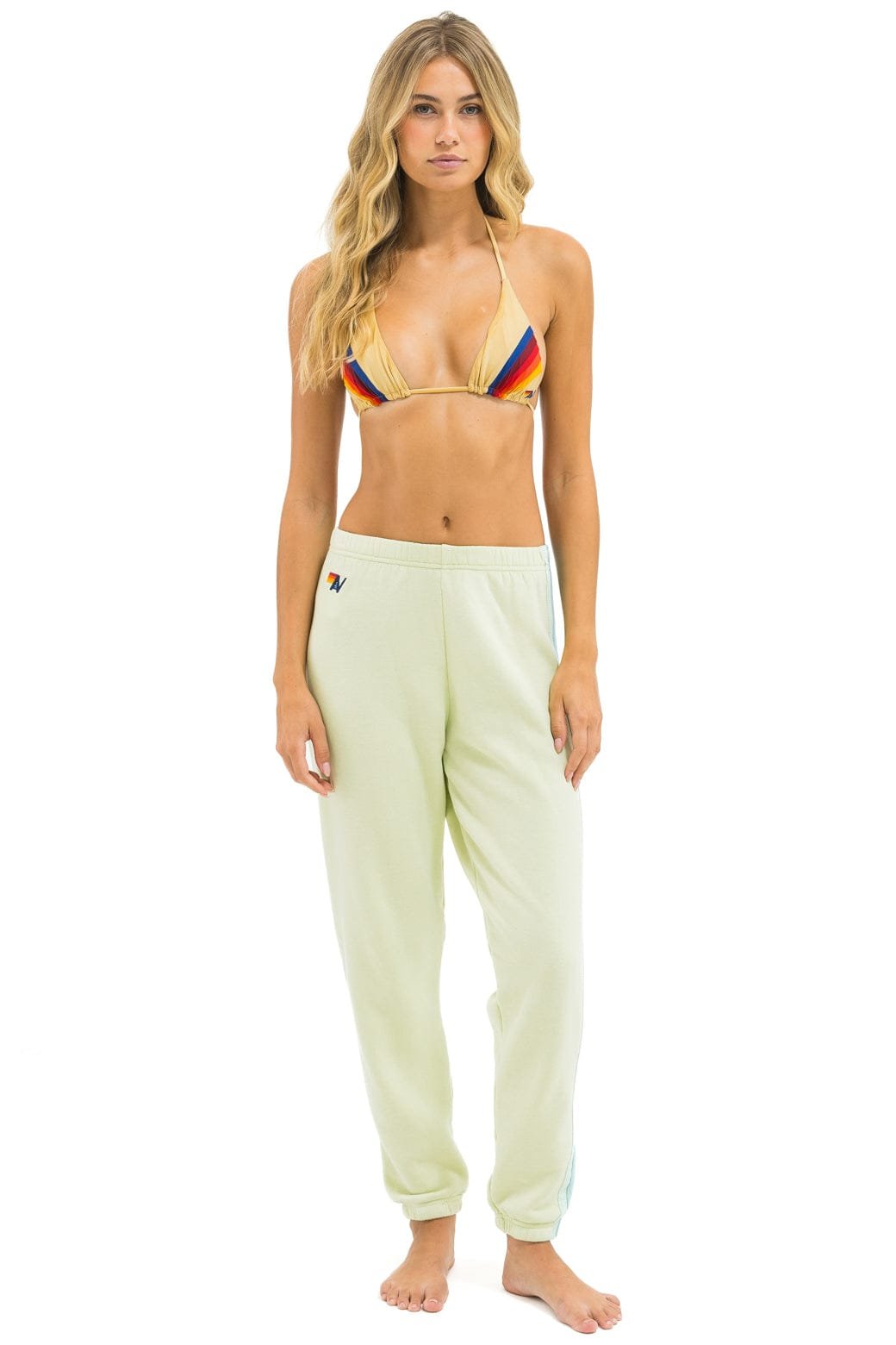 Alternative view of 5 STRIPE SWEATPANTS - LIME CREAM // SEAFOAM