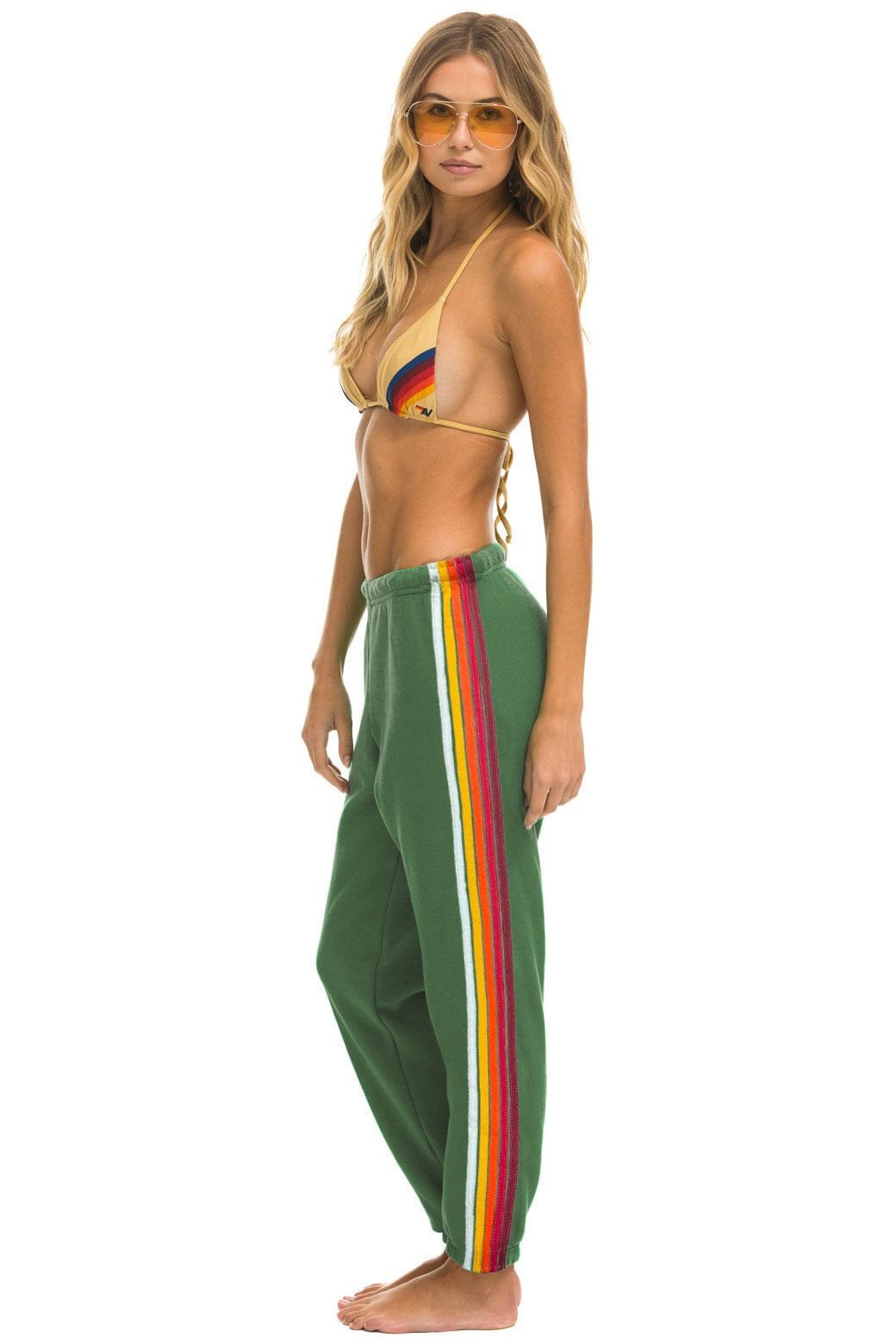 5 STRIPE SWEATPANTS - PALM // RAINBOW WHITE