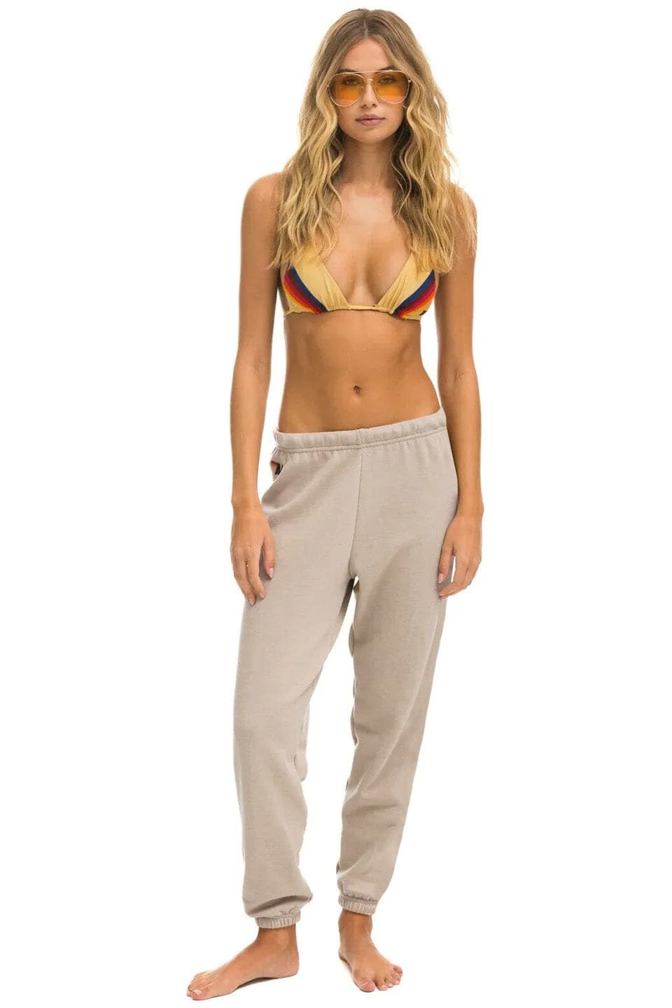 Alternative view of 5 STRIPE SWEATPANTS - SAND // RAINBOW WHITE