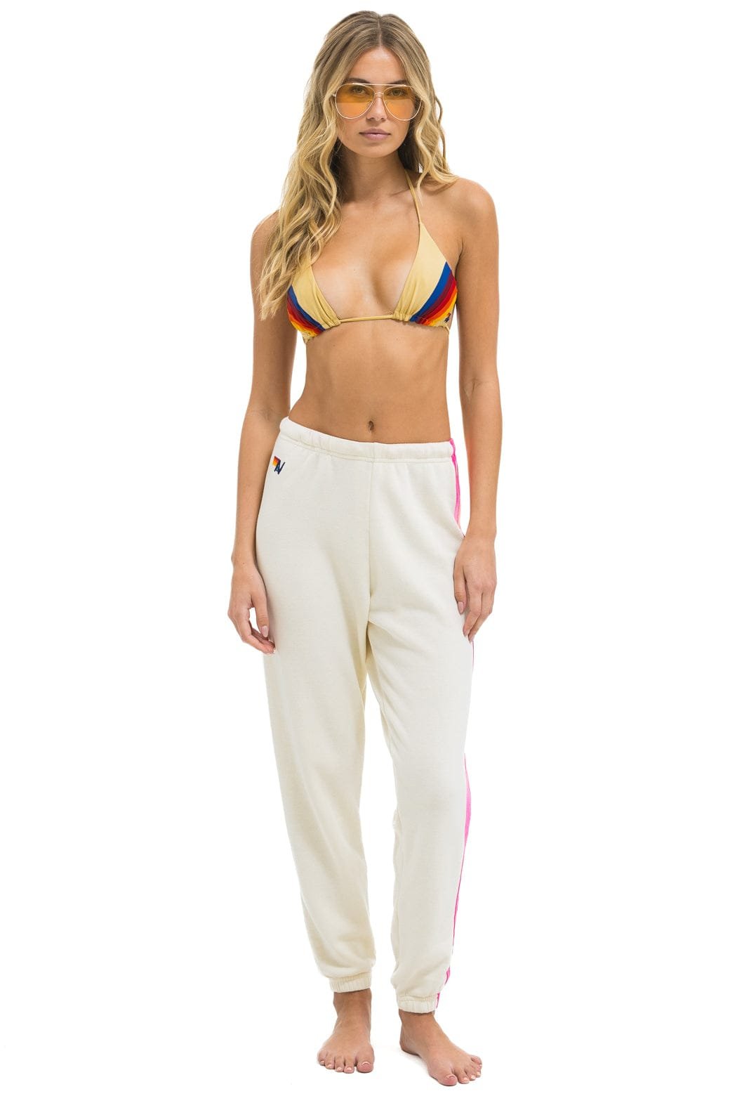 Alternative view of 5 STRIPE SWEATPANTS - VINTAGE WHITE // NEON