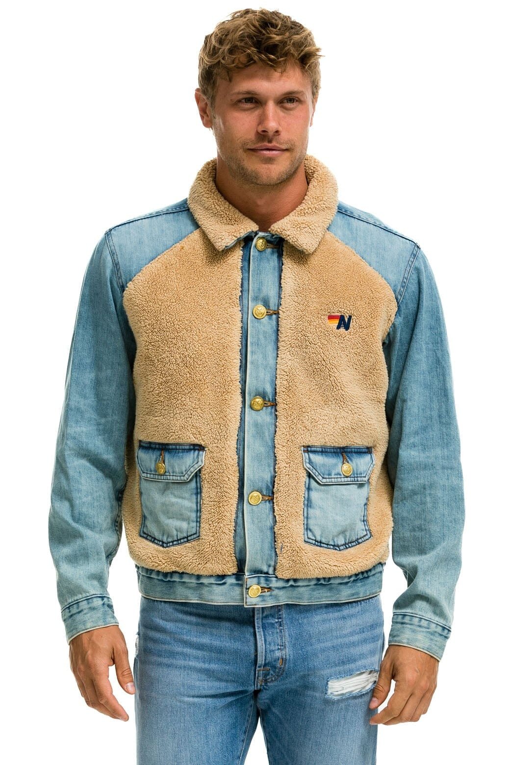 Alternative view of ASPEN SHERPA UNISEX DENIM JACKET - VINTAGE WHEAT