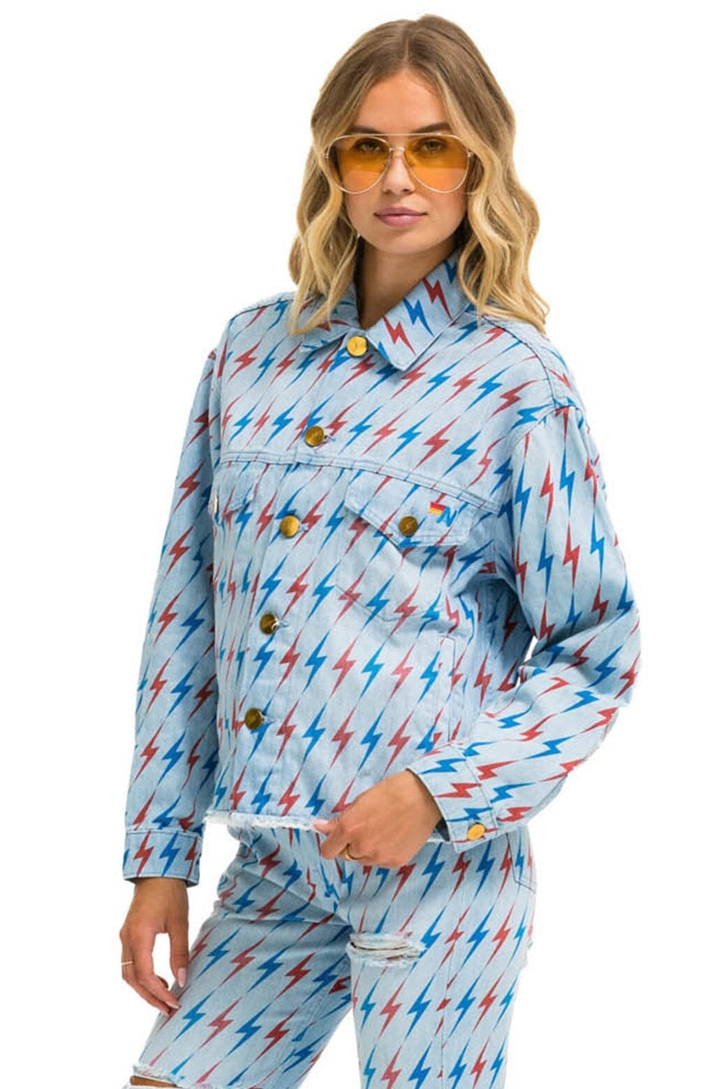 Alternative view of AVIATOR BOLT OVERSIZED CUTOFF DENIM JACKET - SUPER LIGHT