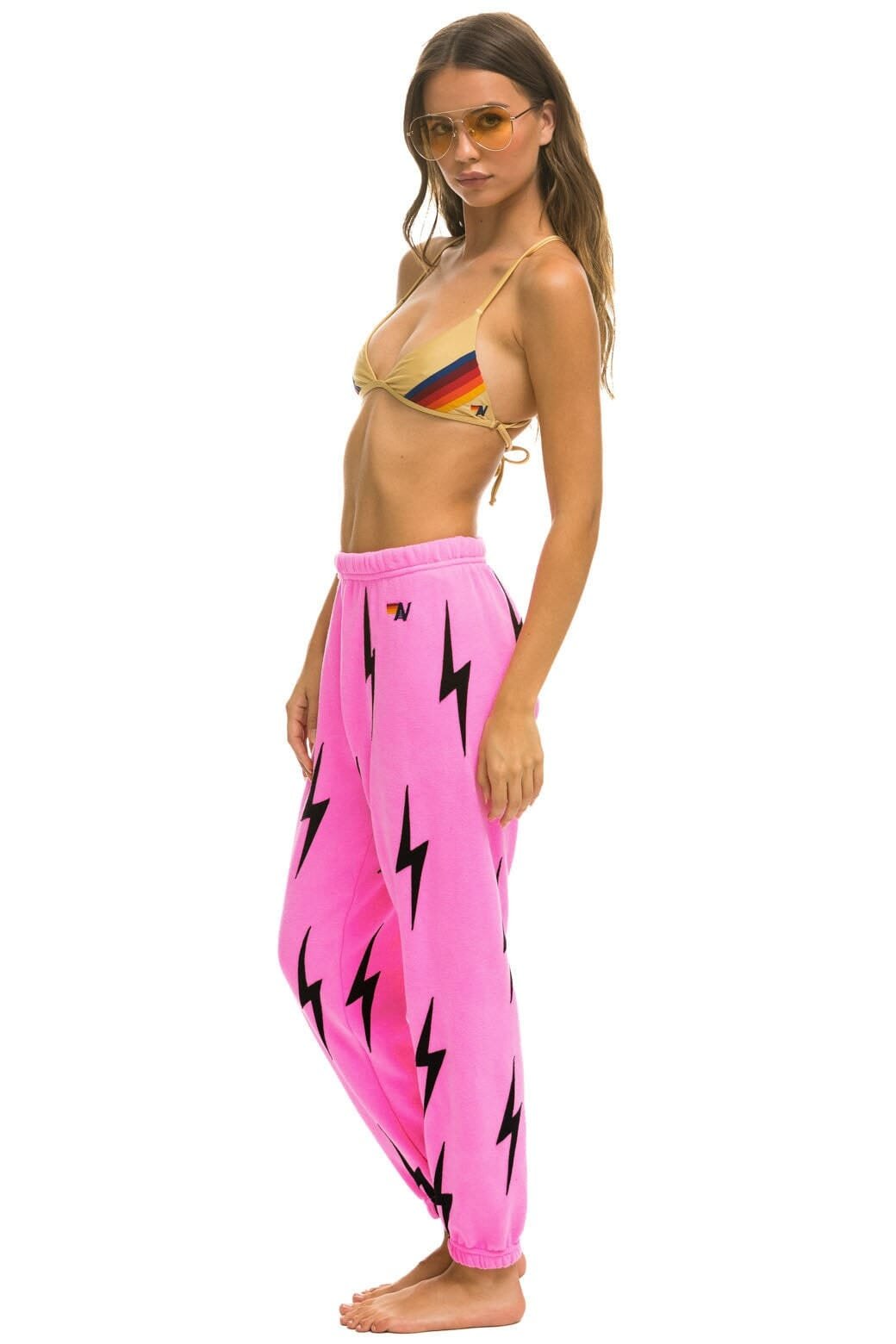 Alternative view of BOLT STITCH REPEAT SWEATPANTS - NEON PINK // BLACK