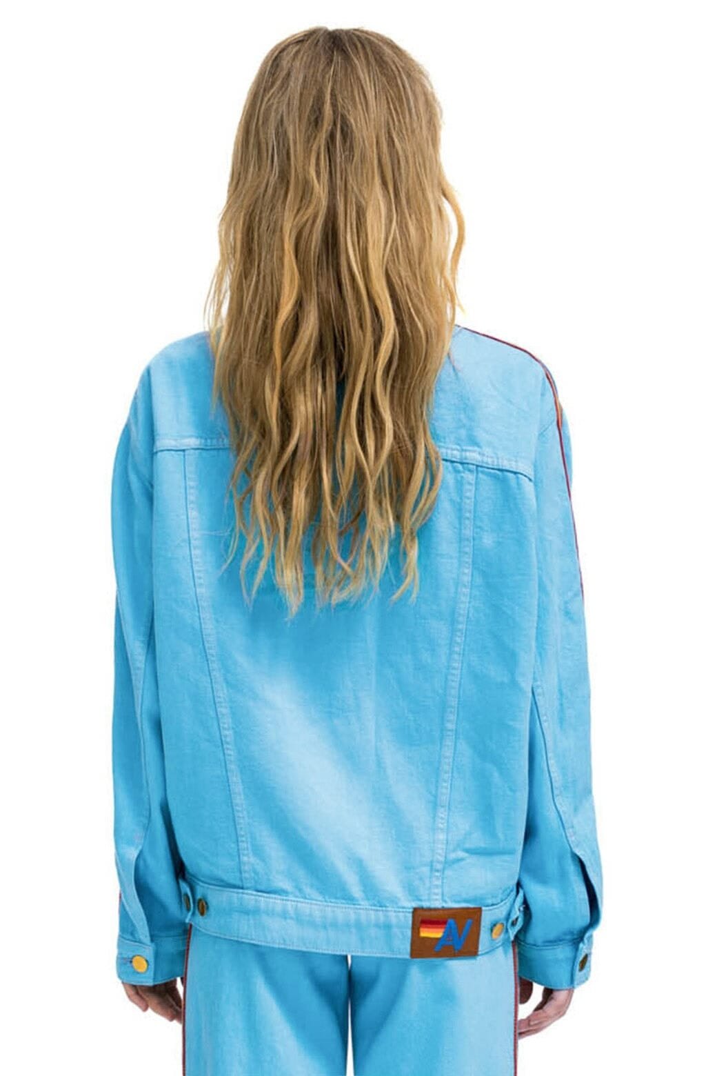Alternative view of BOLT STRIPE OVERSIZED CONCERT DENIM JACKET - SKY