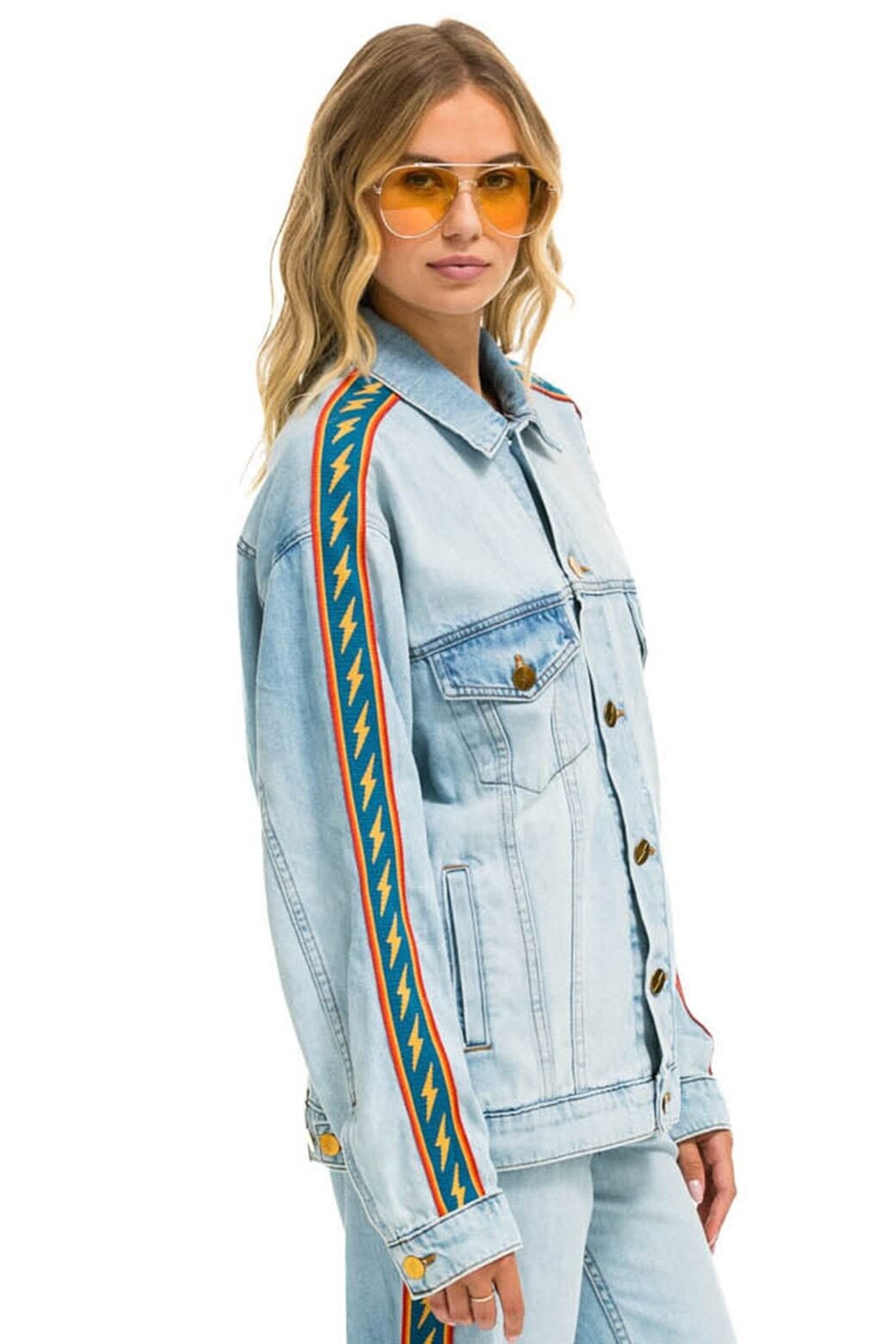 Alternative view of BOLT STRIPE OVERSIZED CONCERT DENIM JACKET - SUPER LIGHT