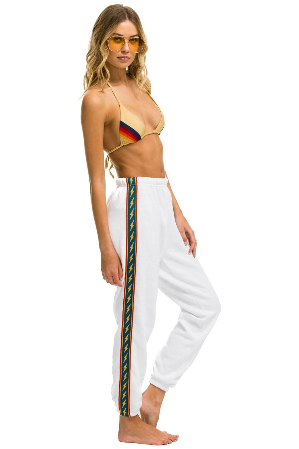 BOLT STRIPE SWEATPANTS - WHITE - 图片 4