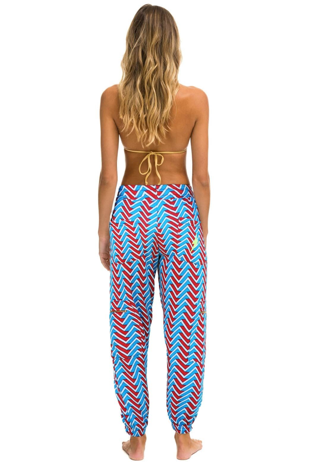 Alternative view of GEO ZIG BOLT EMBROIDERY CARGO  SWEATPANTS - BLUE // RED