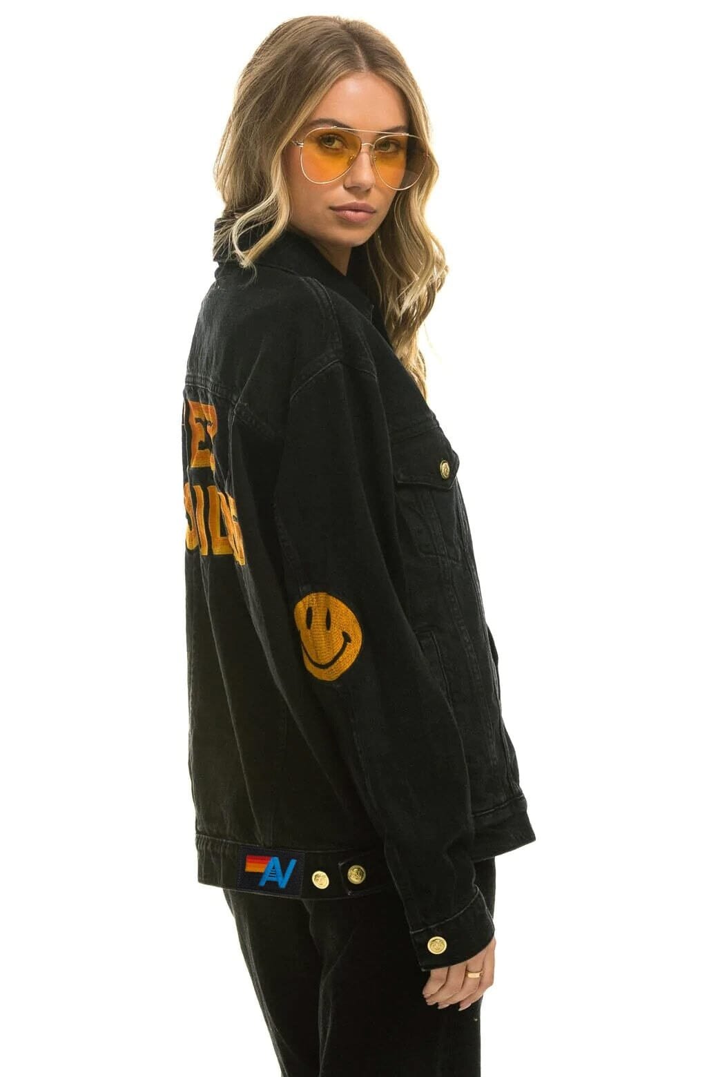 Alternative view of KEEP SMILING OVERSIZED CONCERT DENIM JACKET - VINTAGE BLACK