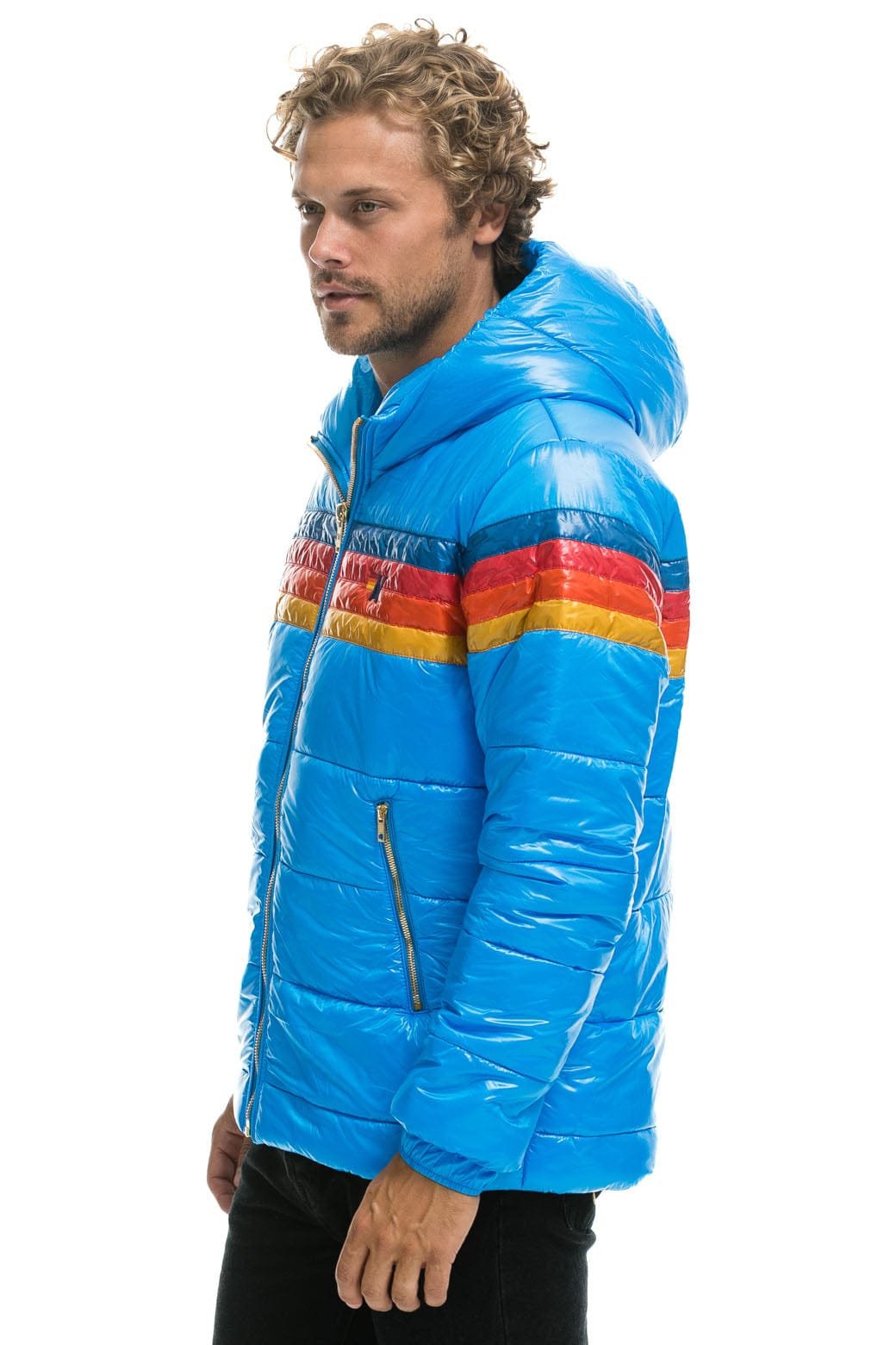 Alternative view of 4 STRIPE LUXE TREKKER JACKET - GLOSSY BLUE
