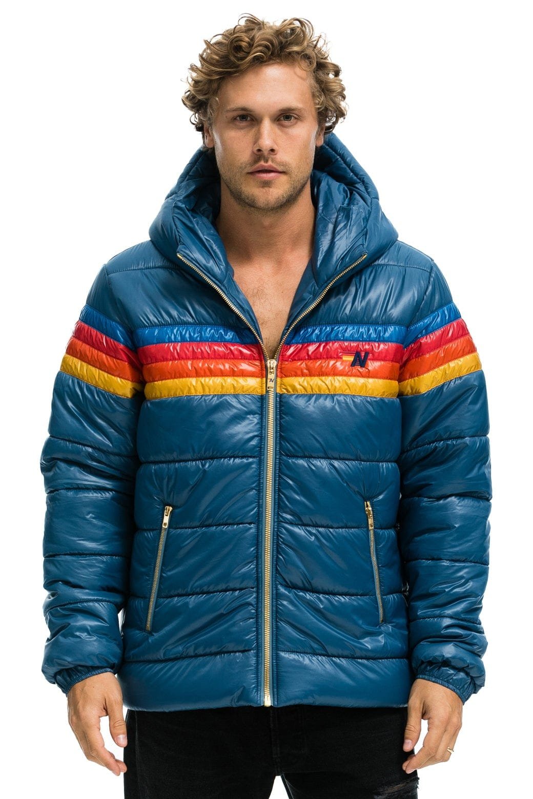 4 STRIPE LUXE TREKKER JACKET - GLOSSY DEEP BLUE