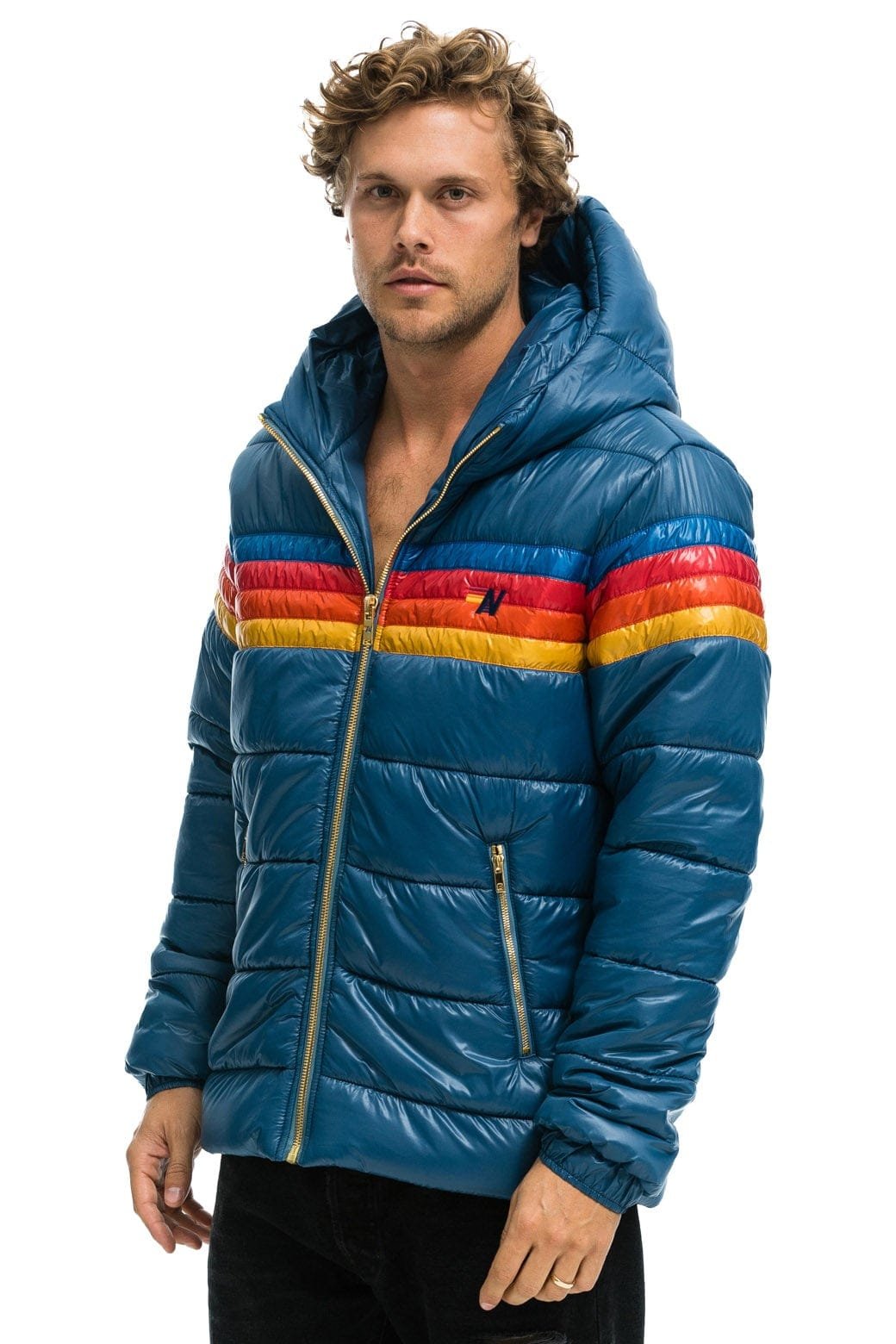 Alternative view of 4 STRIPE LUXE TREKKER JACKET - GLOSSY DEEP BLUE