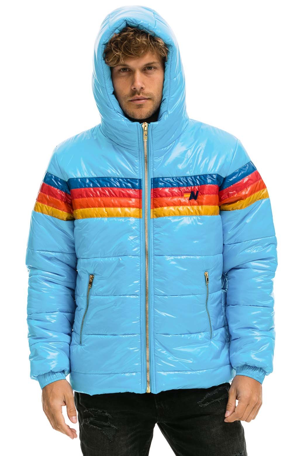 Alternative view of 4 STRIPE LUXE TREKKER JACKET - GLOSSY SKY