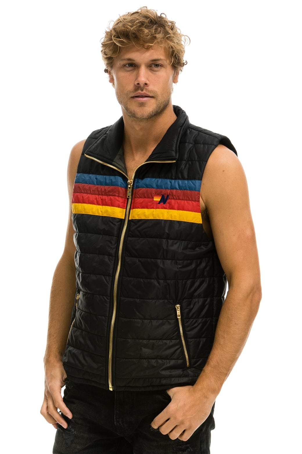 Alternative view of MEN'S 4 STRIPE VEST - BLACK