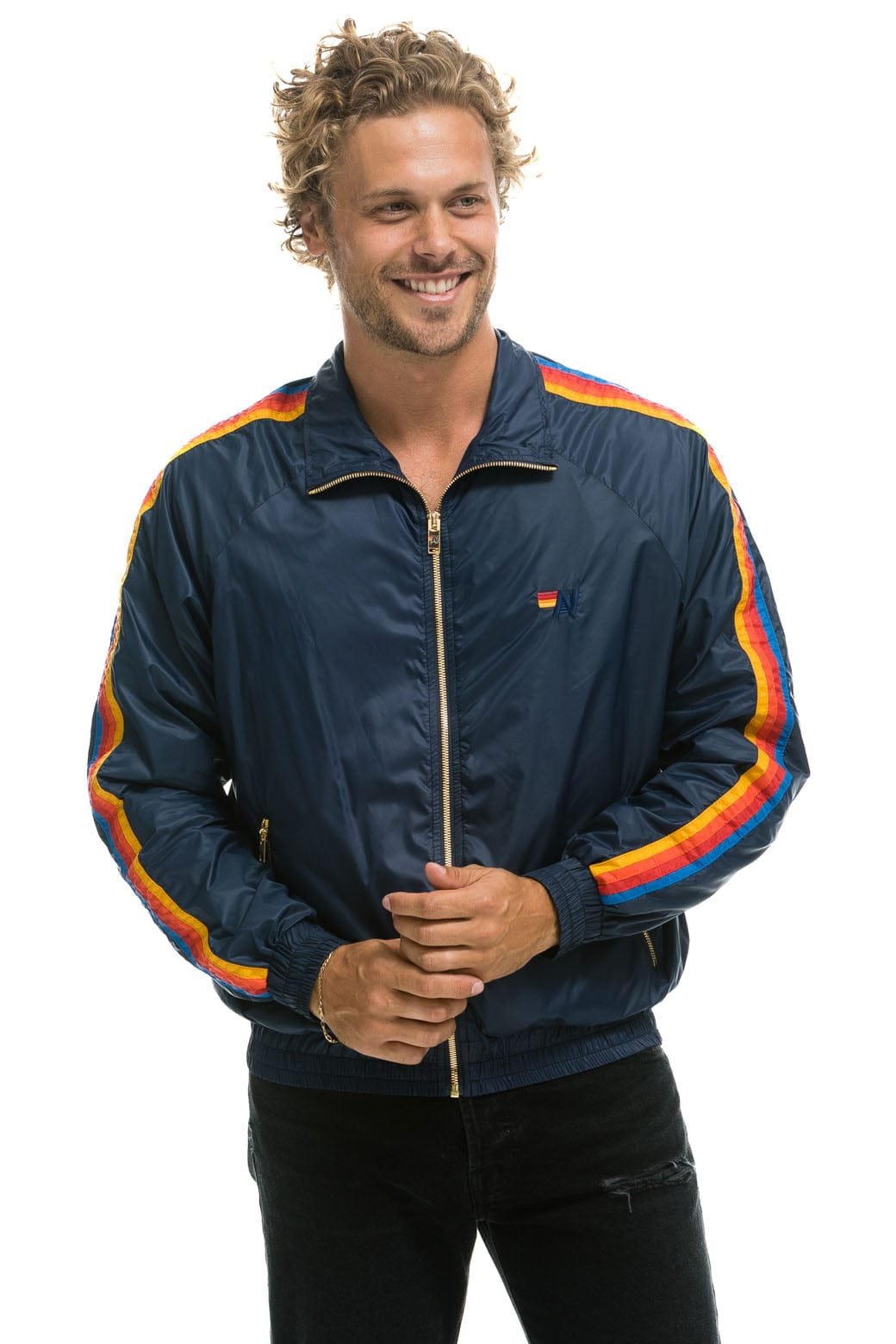 Alternative view of MEN'S 4 STRIPE WINDBREAKER - NAVY