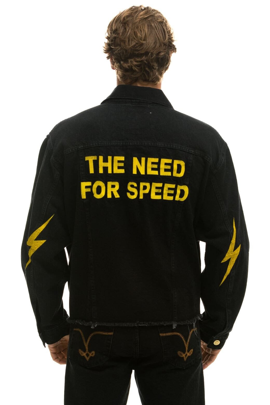 Alternative view of NEED FOR SPEED OVERSIZED CROP DENIM JACKET - VINTAGE BLACK