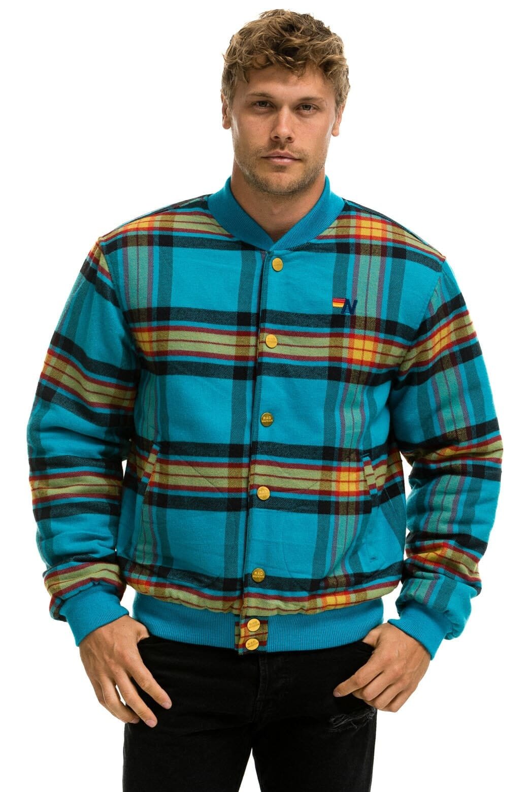 Alternative view of PLAID UNISEX VARSITY JACKET - JACKSON PLAID