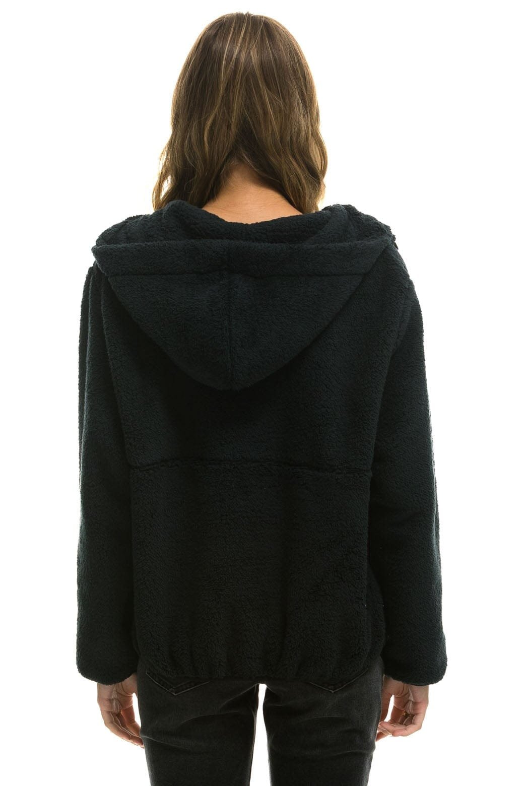 TEDDY APRES HOODED HALF ZIP JACKET - BLACK - 图片 7