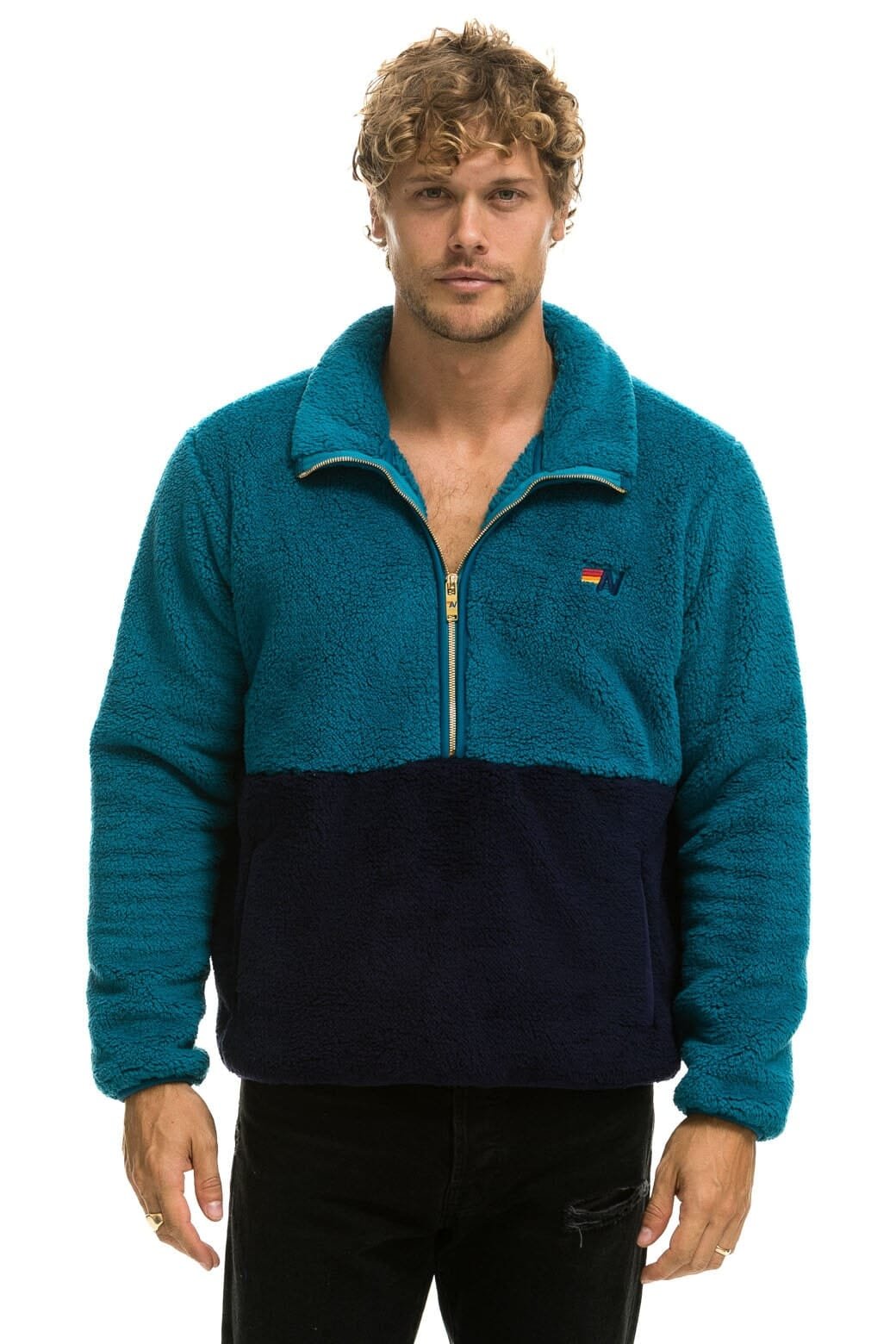 TEDDY UNISEX HALF ZIP COLOR BLOCK JACKET - CAPRI - 图片 10