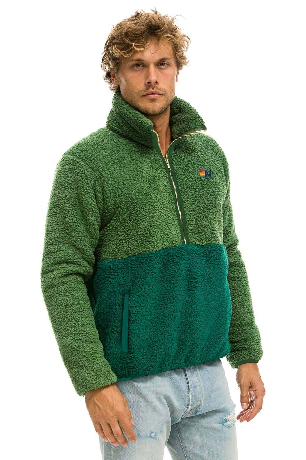 TEDDY UNISEX HALF ZIP COLOR BLOCK JACKET - GARDEN GREEN - 图片 6