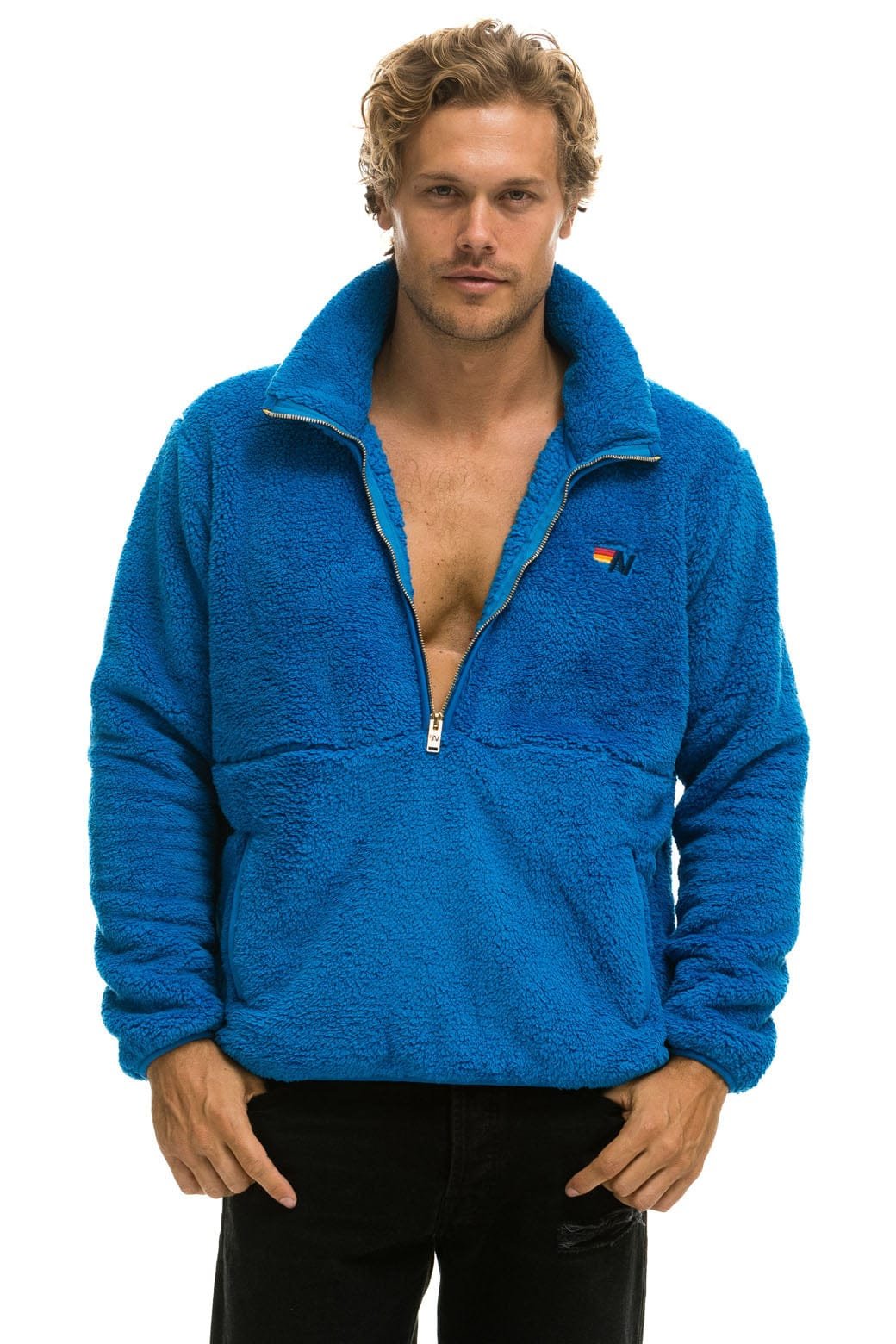 Alternative view of TEDDY UNISEX HALF ZIP JACKET - BLUE CINA