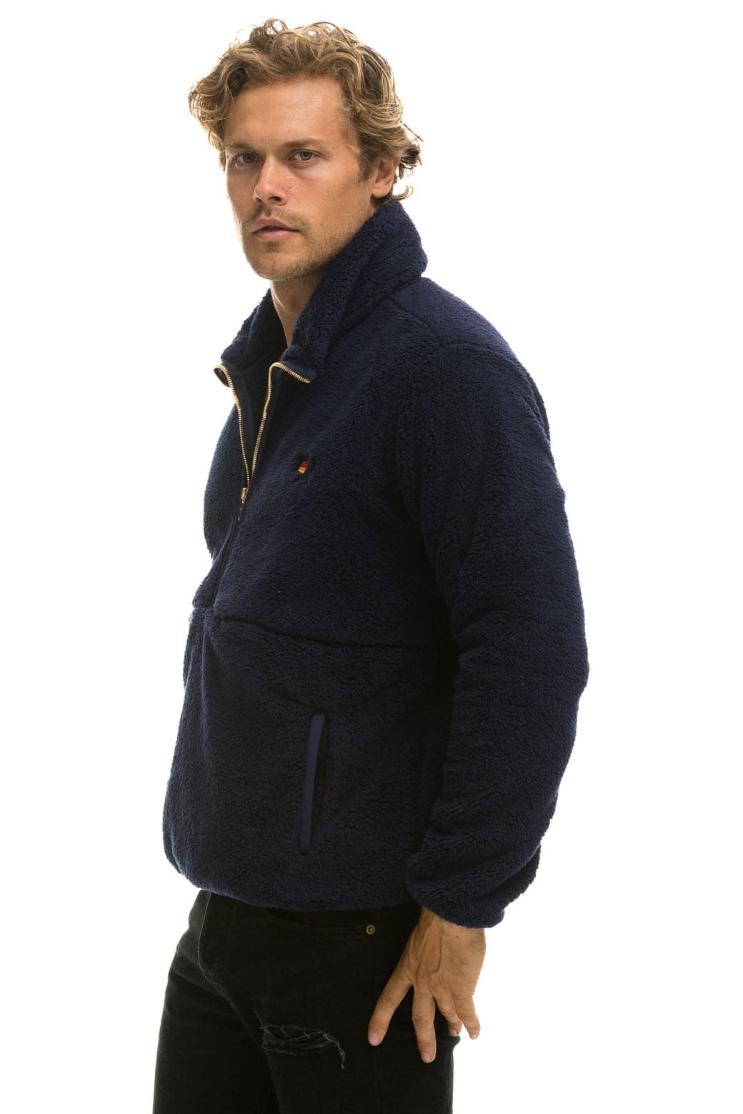 TEDDY UNISEX HALF ZIP JACKET - NAVY - 图片 6