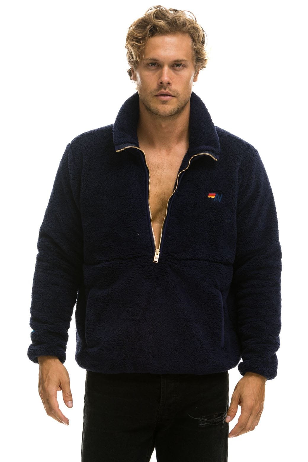 Alternative view of TEDDY UNISEX HALF ZIP JACKET - NAVY