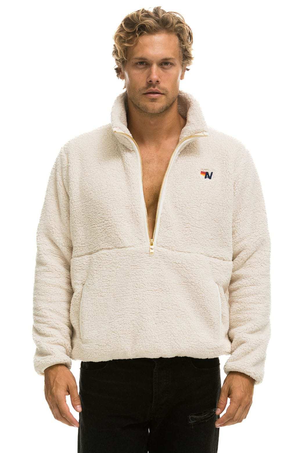 Alternative view of TEDDY UNISEX HALF ZIP JACKET - VINTAGE WHITE