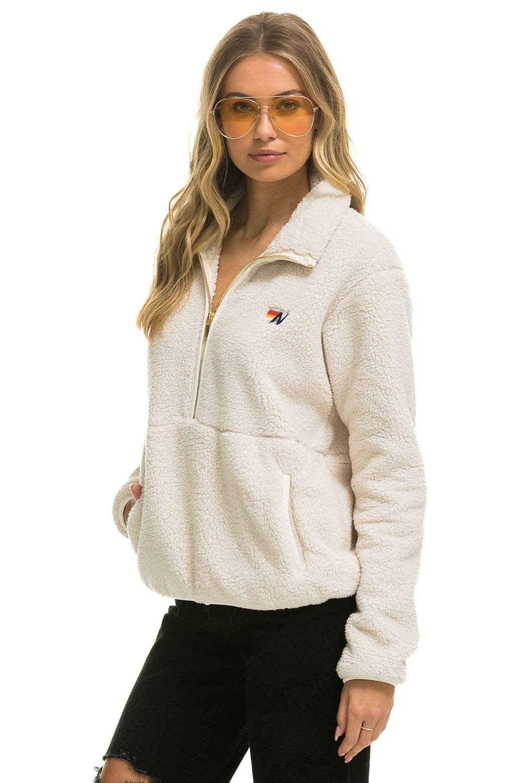 TEDDY UNISEX HALF ZIP JACKET - VINTAGE WHITE - 图片 3
