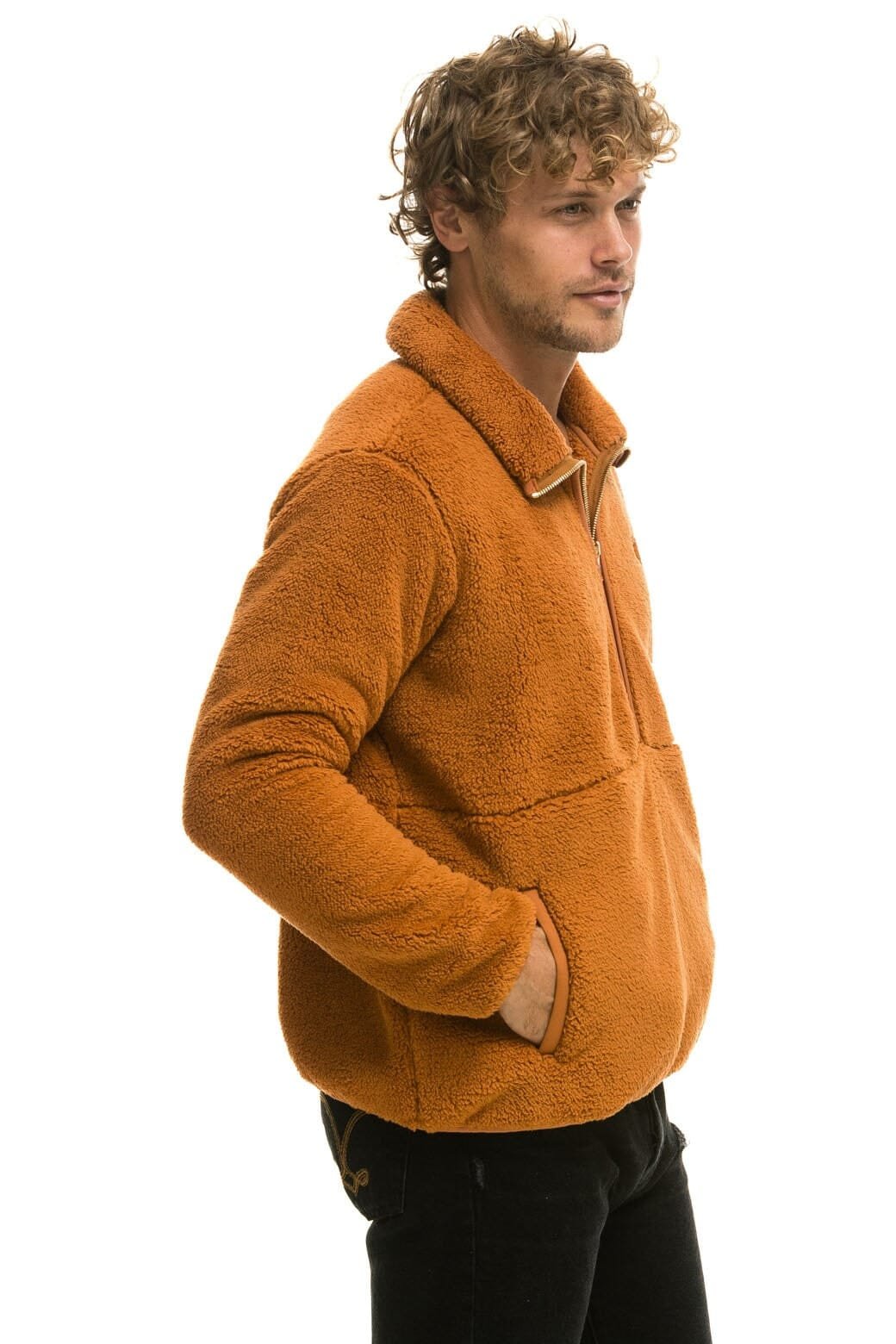 TEDDY UNISEX HALF ZIP JACKET - WHISKEY - 图片 6