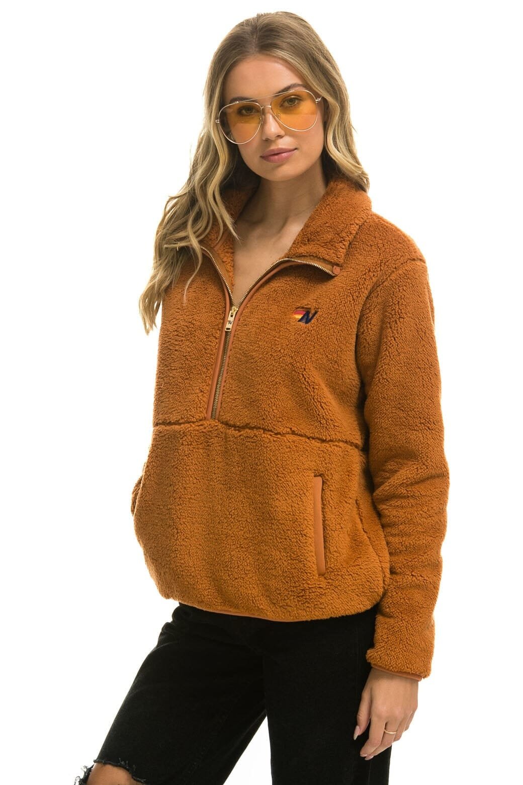 TEDDY UNISEX HALF ZIP JACKET - WHISKEY - 图片 3