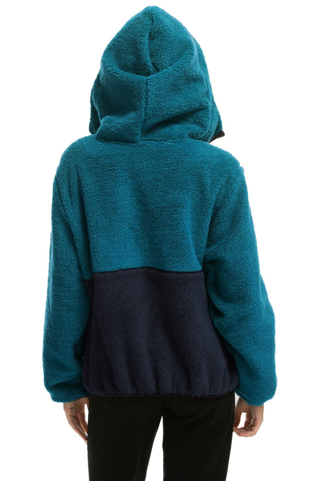Alternative view of TEDDY APRES HOODED HALF ZIP COLOR BLOCK JACKET - CAPRI