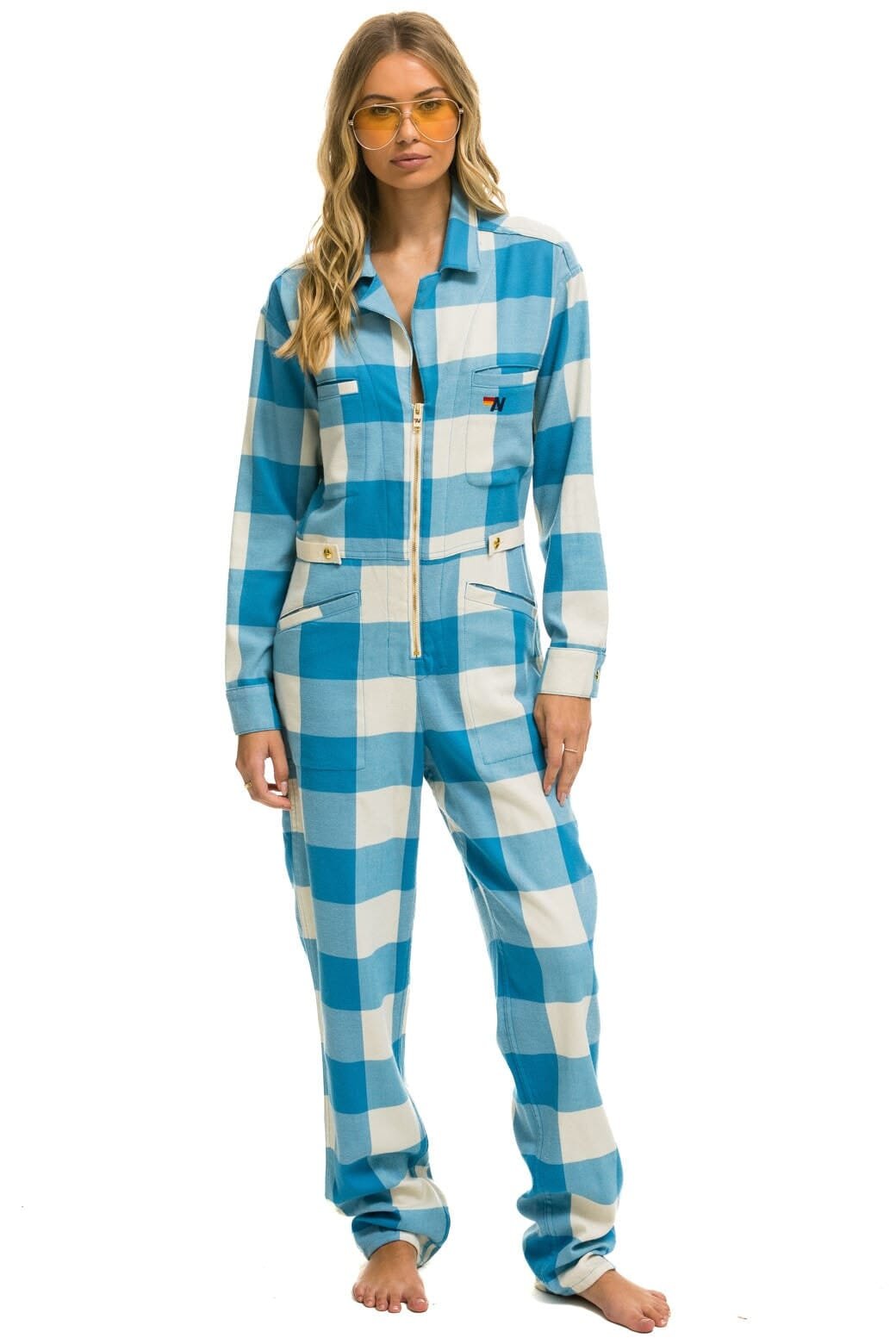 UNISEX PLAID FLIGHT SUIT - SKY PLAID - 图片 9