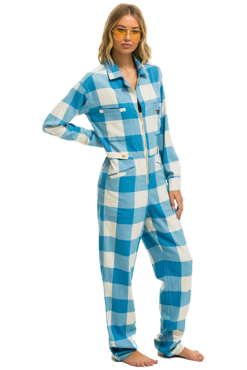 UNISEX PLAID FLIGHT SUIT - SKY PLAID - 图片 5