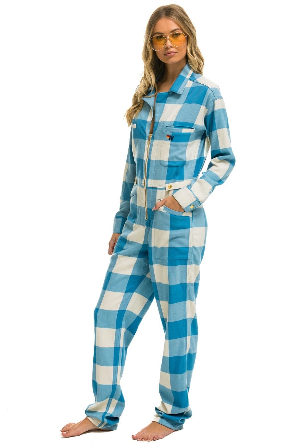 UNISEX PLAID FLIGHT SUIT - SKY PLAID - 图片 3