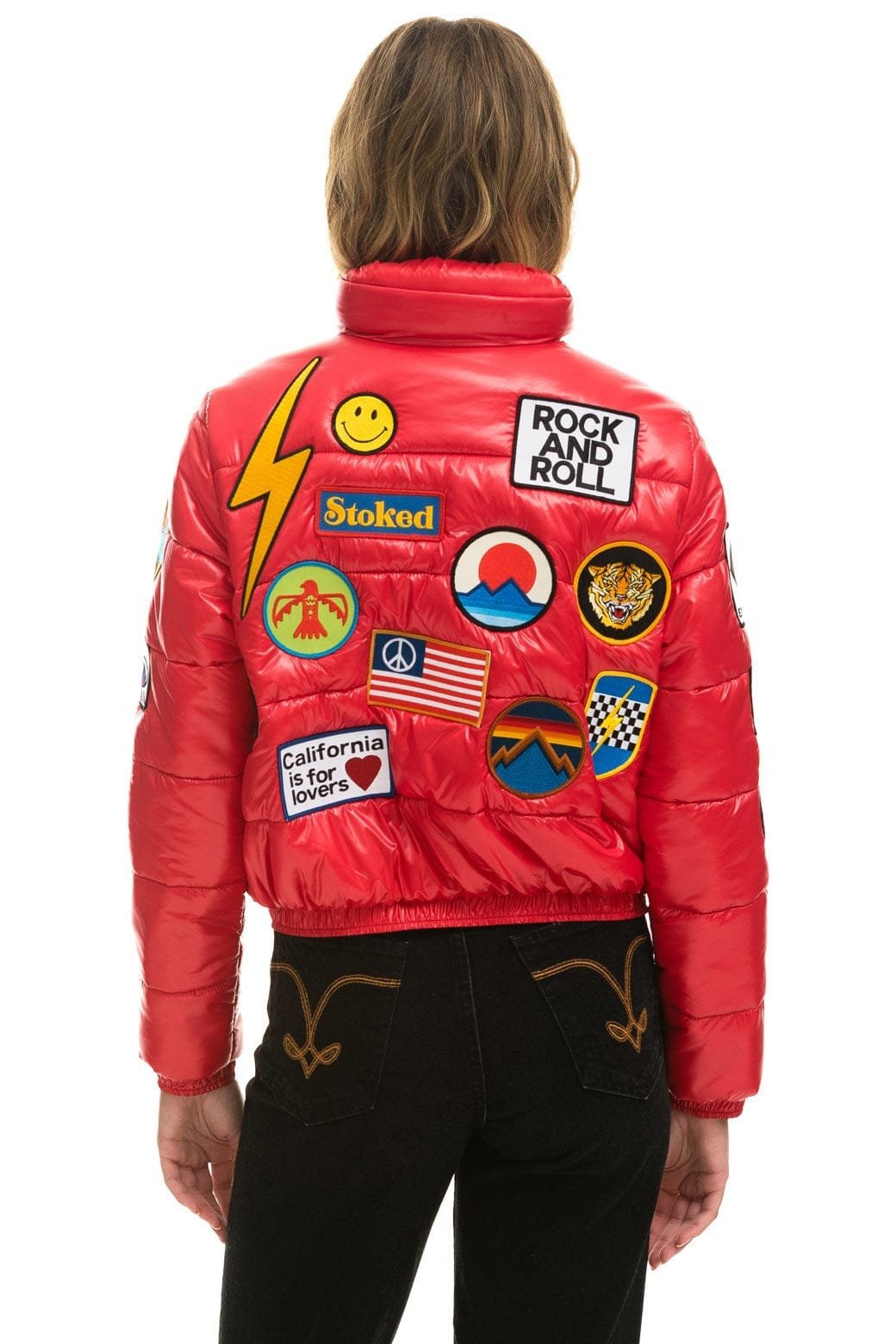 VINTAGE PATCH APRES PUFFER JACKET - CHERRY GLOSSY - 图片 4