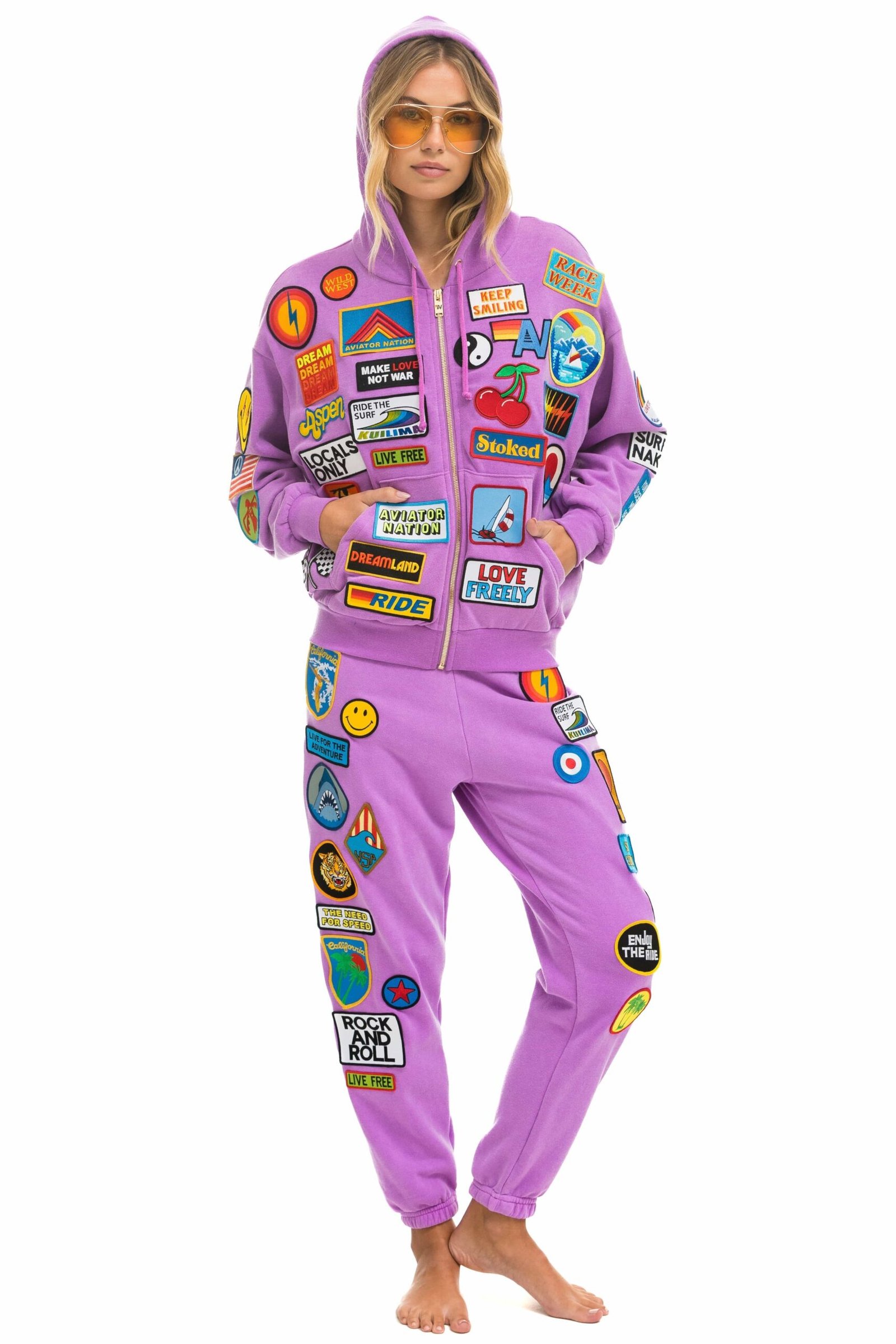 VINTAGE PATCH SWEATPANTS - NEON PURPLE - 图片 5