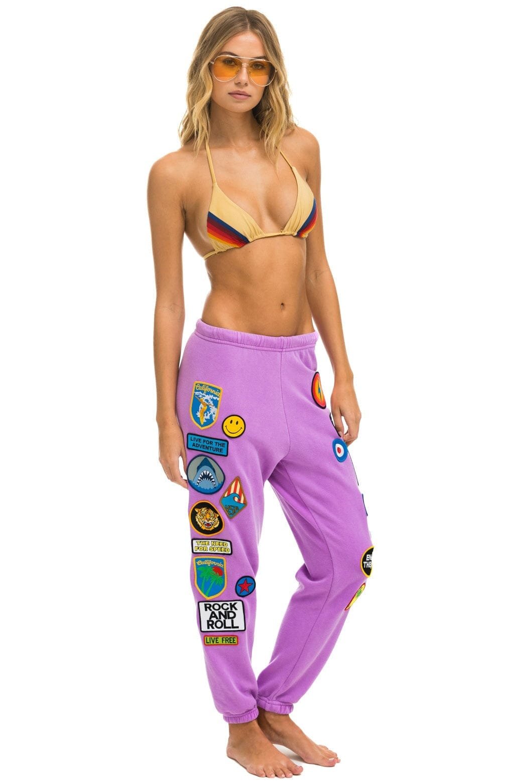 VINTAGE PATCH SWEATPANTS - NEON PURPLE - 图片 3