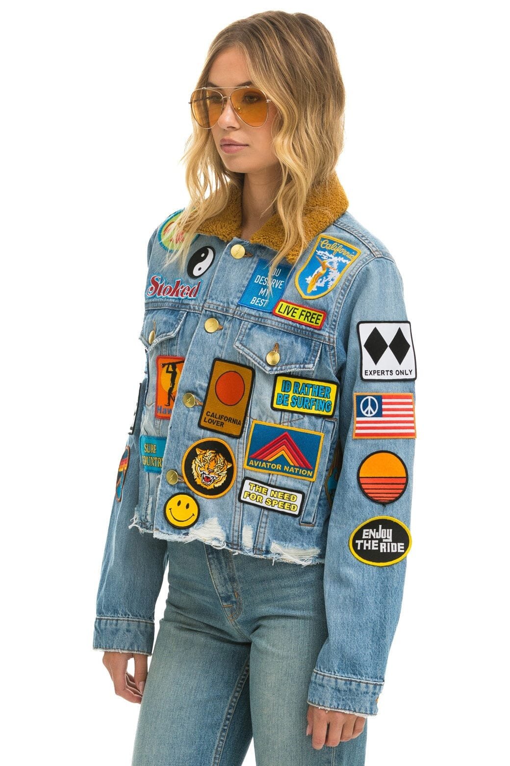 Alternative view of VINTAGE PATCH CROP DENIM JACKET - SUPER LIGHT