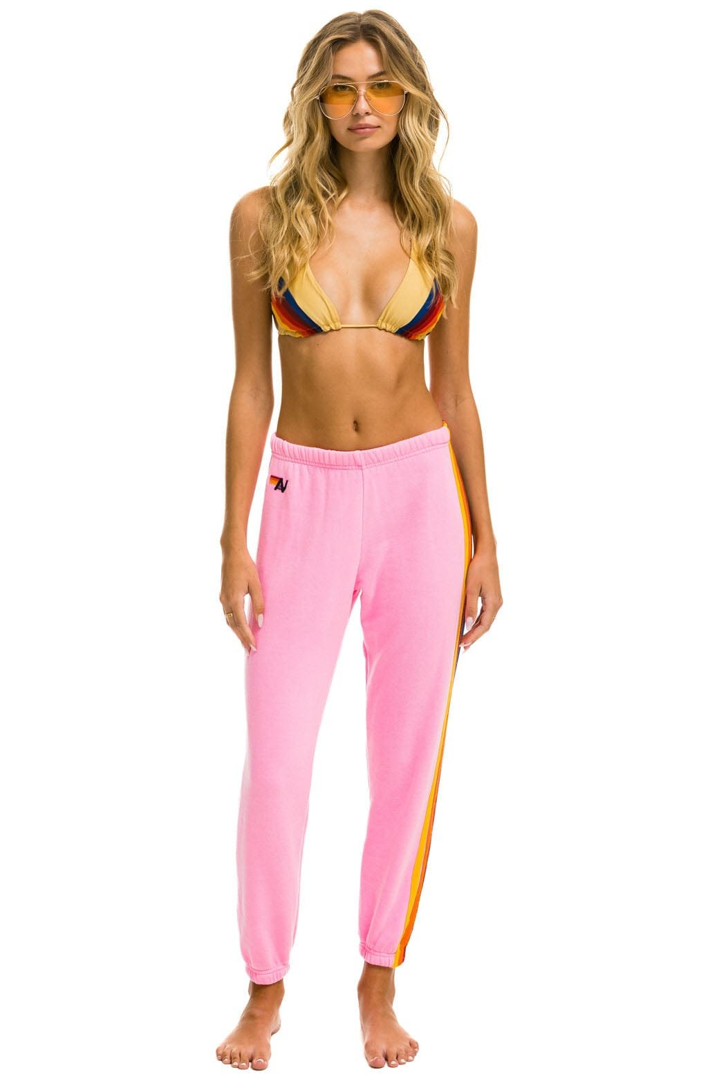5 STRIPE SWEATPANTS - NEON PINK - Image 3